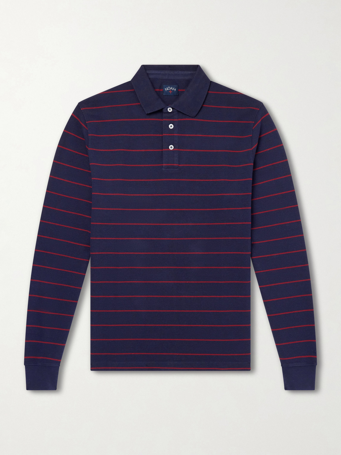 Noah Striped Cotton-piqué Polo Shirt In Blue