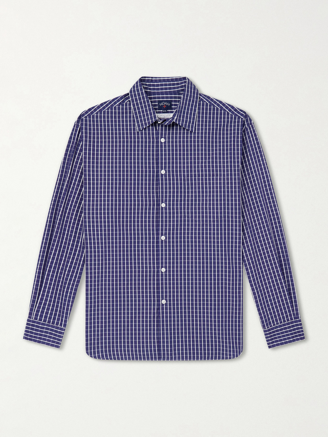 Noah Oversized Checked Cotton-poplin Shirt In Blue
