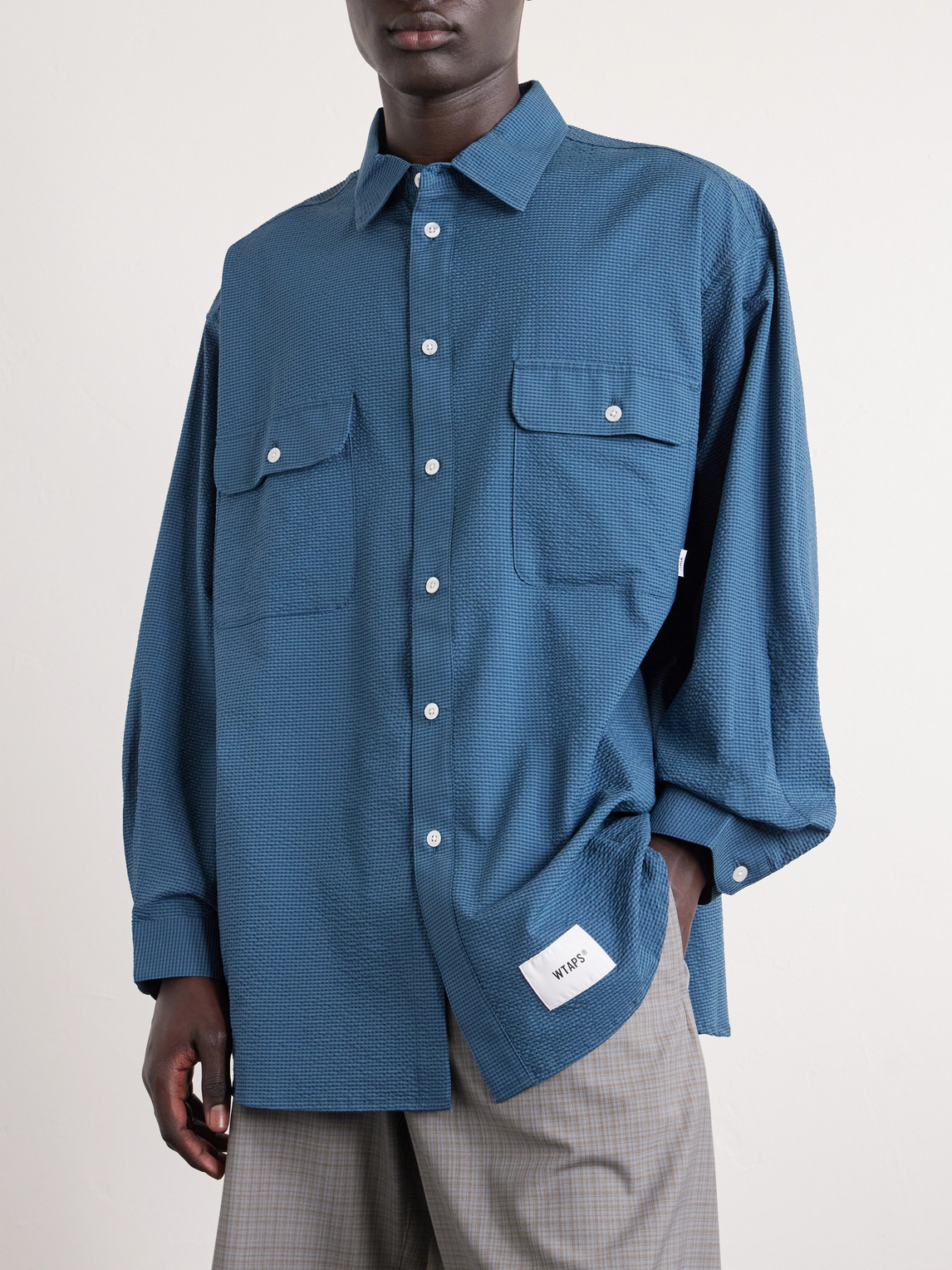  Wtaps - Checked Seersucker Shirt - Men - Green - S 