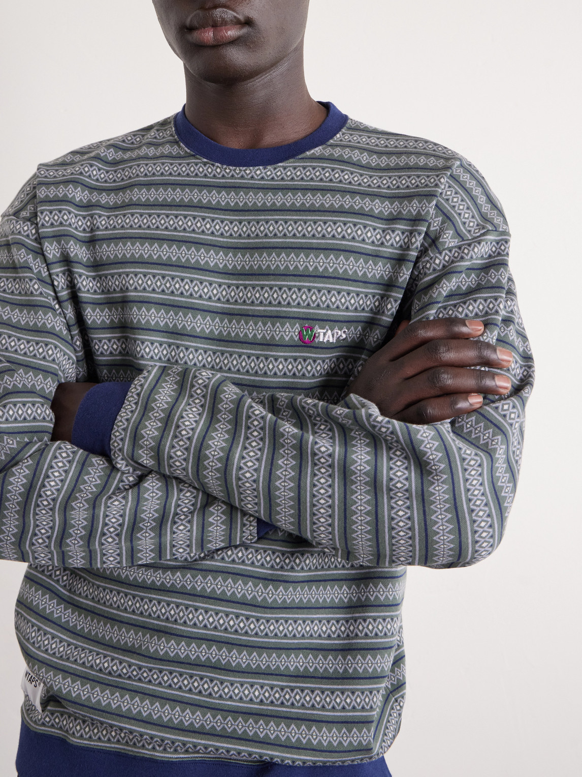 Logo-Appliquéd Striped Cotton-Jersey T-Shirt
