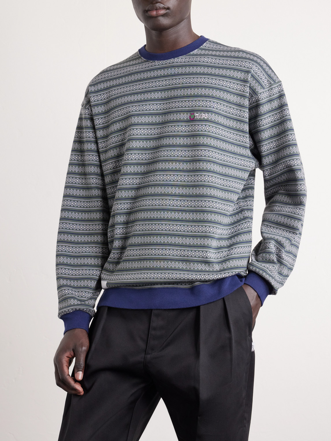 Logo-Appliquéd Striped Cotton-Jersey T-Shirt
