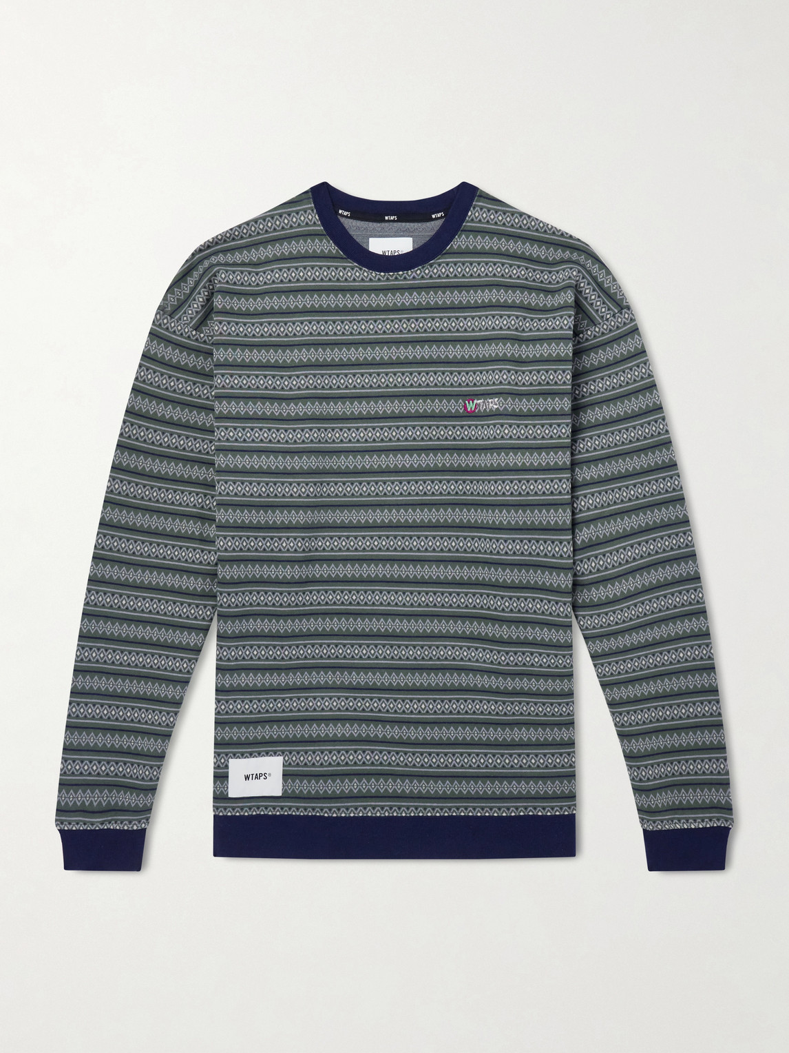 WTAPS Logo-Appliquéd triped Cotton-Jersey T-hirt - Men