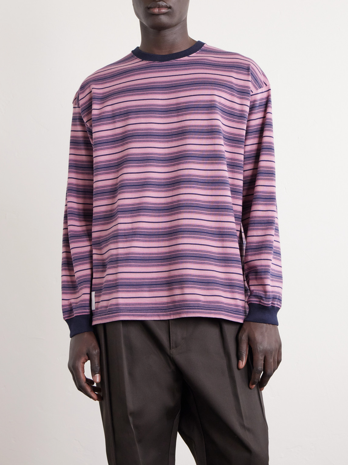 Logo-Appliquéd Striped Cotton-Jersey T-Shirt