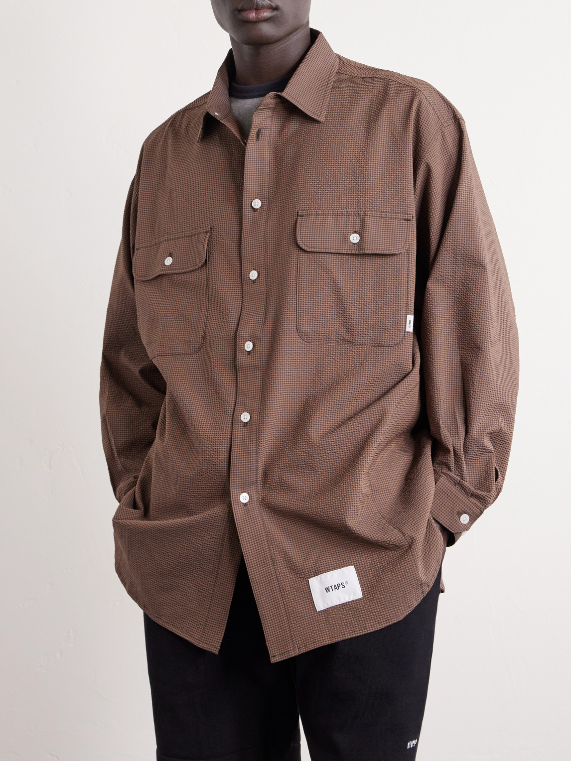  Wtaps - Checked Seersucker Shirt - Men - Brown - S 