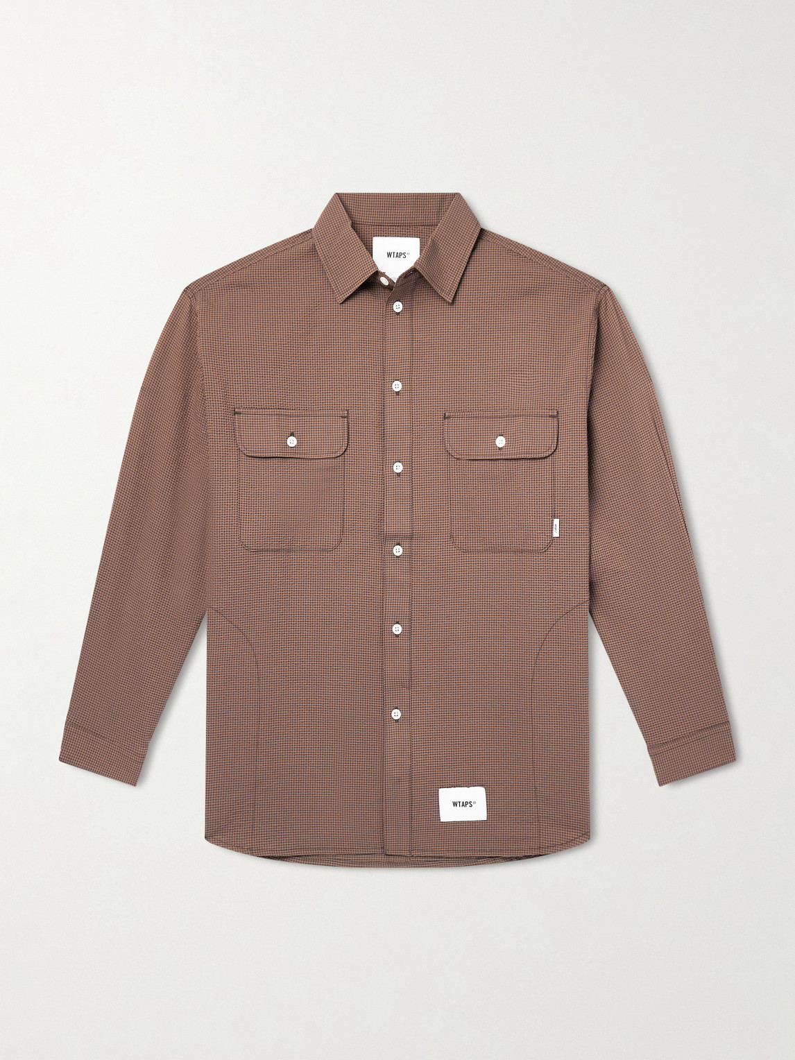 Wtaps Checked Seersucker Shirt In Brown