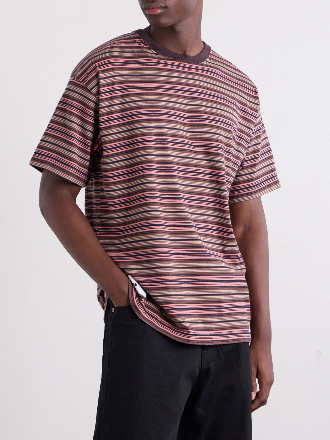 Logo-Appliquéd Striped Cotton-Jersey T-Shirt