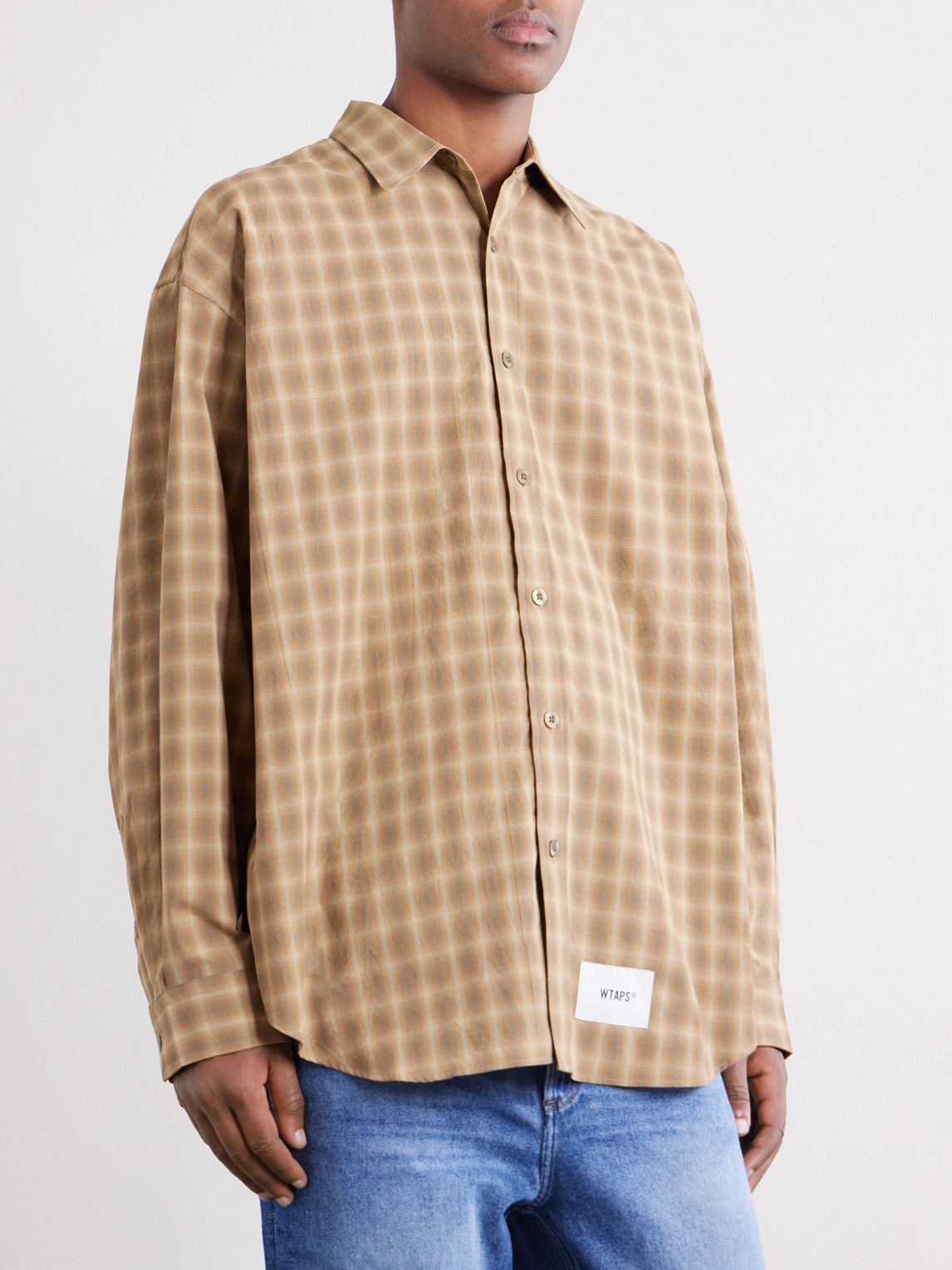  Wtaps - Logo-appliquéd Checked Woven Shirt - Men - Brown - M 