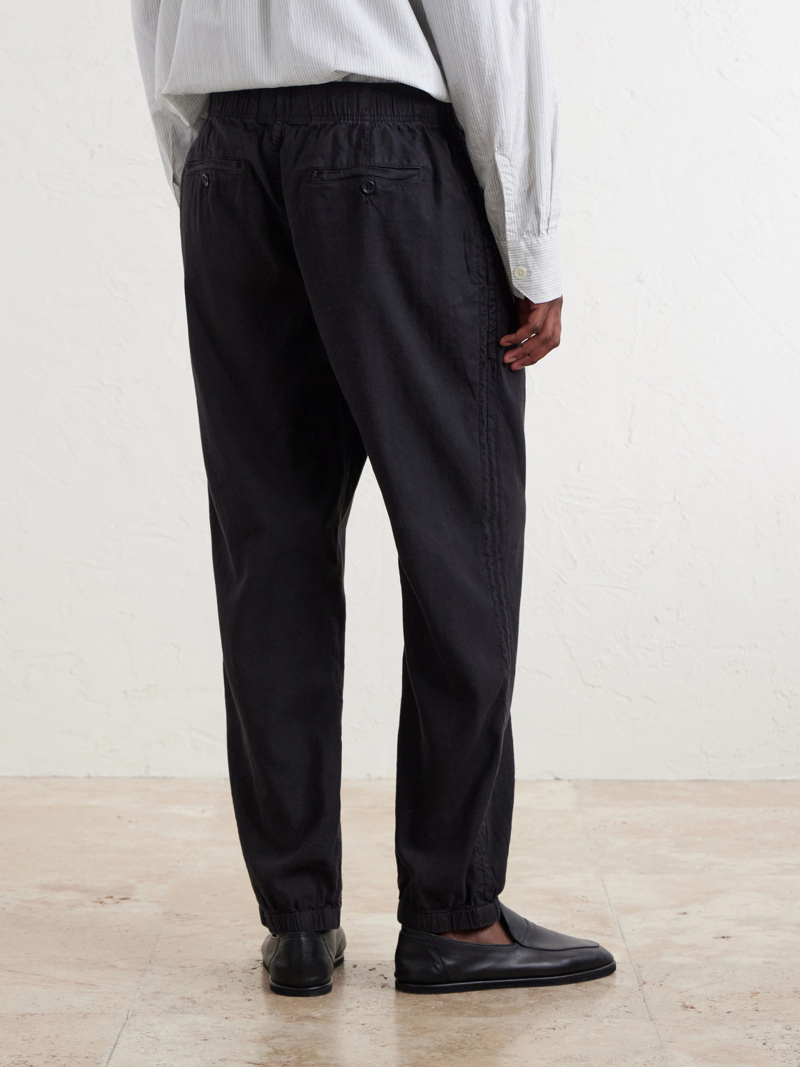 Straight-Leg Linen-Blend Canvas Drawstring Trousers