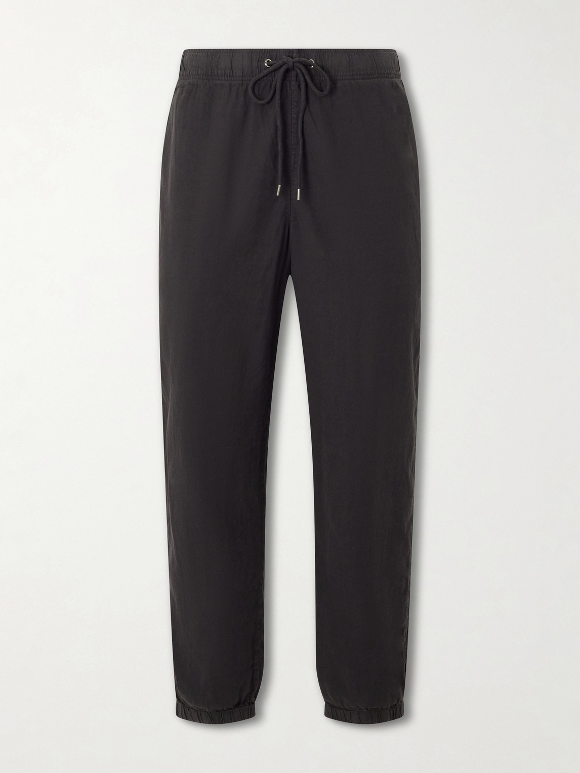 James Perse Straight-leg Linen-blend Canvas Drawstring Trousers In Black