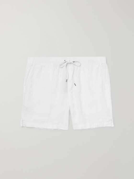 Jamesperse Straight-Leg Garment-Dyed Linen Drawstring Shorts