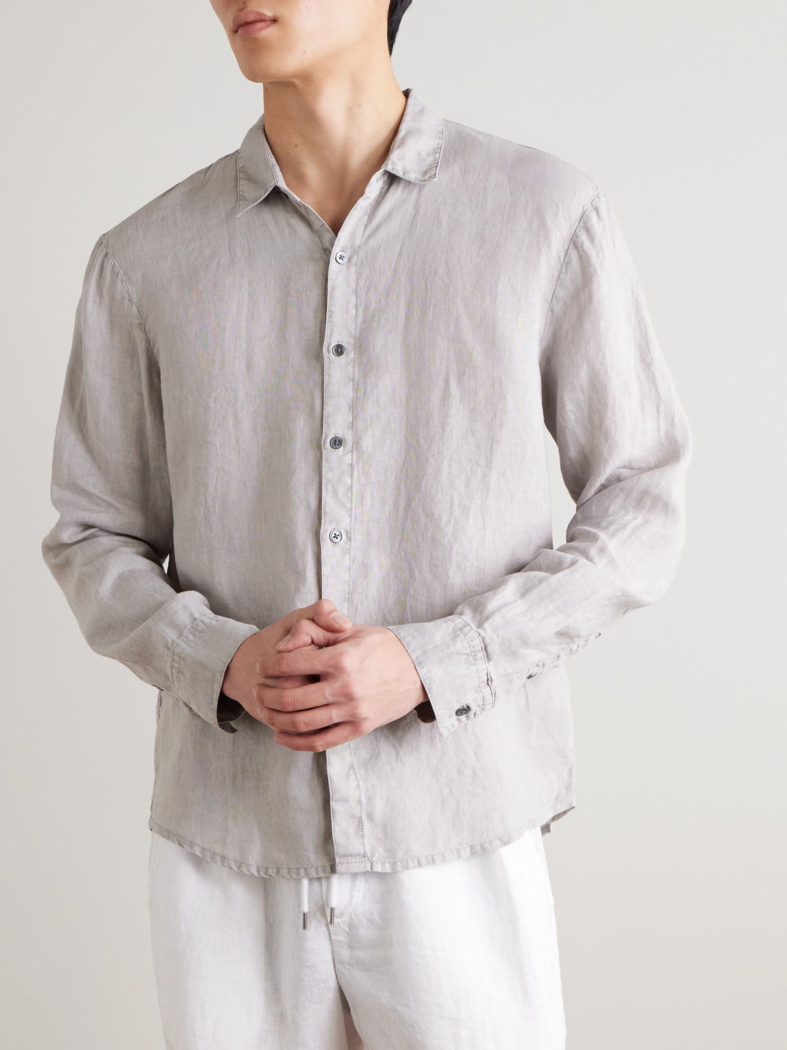  James Perse - Garment-dyed Linen Shirt - Men - Gray - 1 