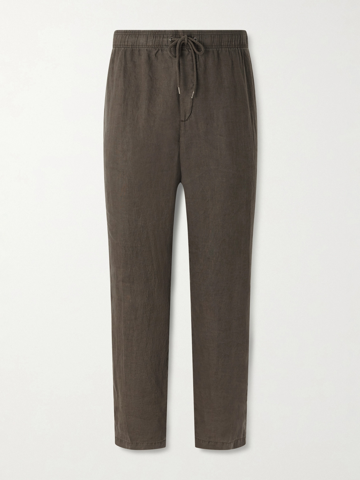 James Perse Straight-leg Garment-dyed Linen Drawstring Trousers In Brown