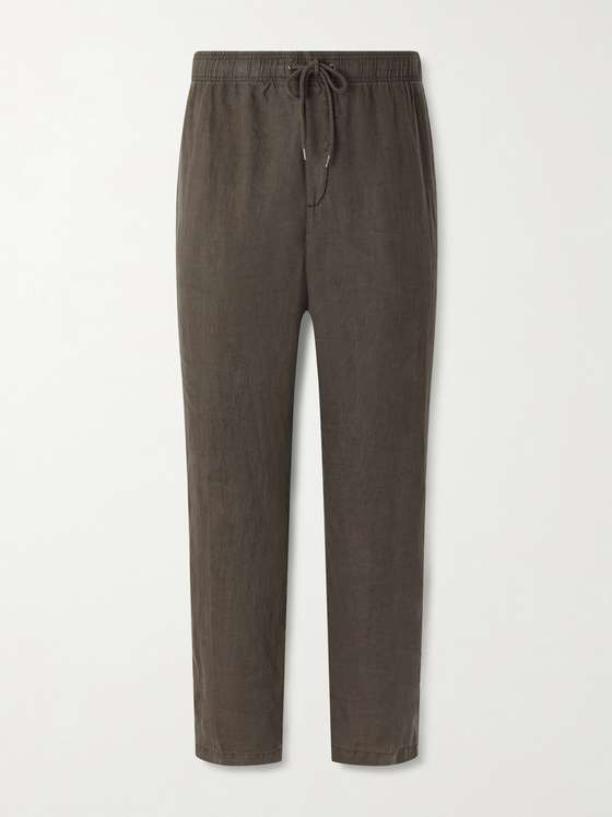 Jamesperse Straight-Leg Garment-Dyed Linen Drawstring Trousers