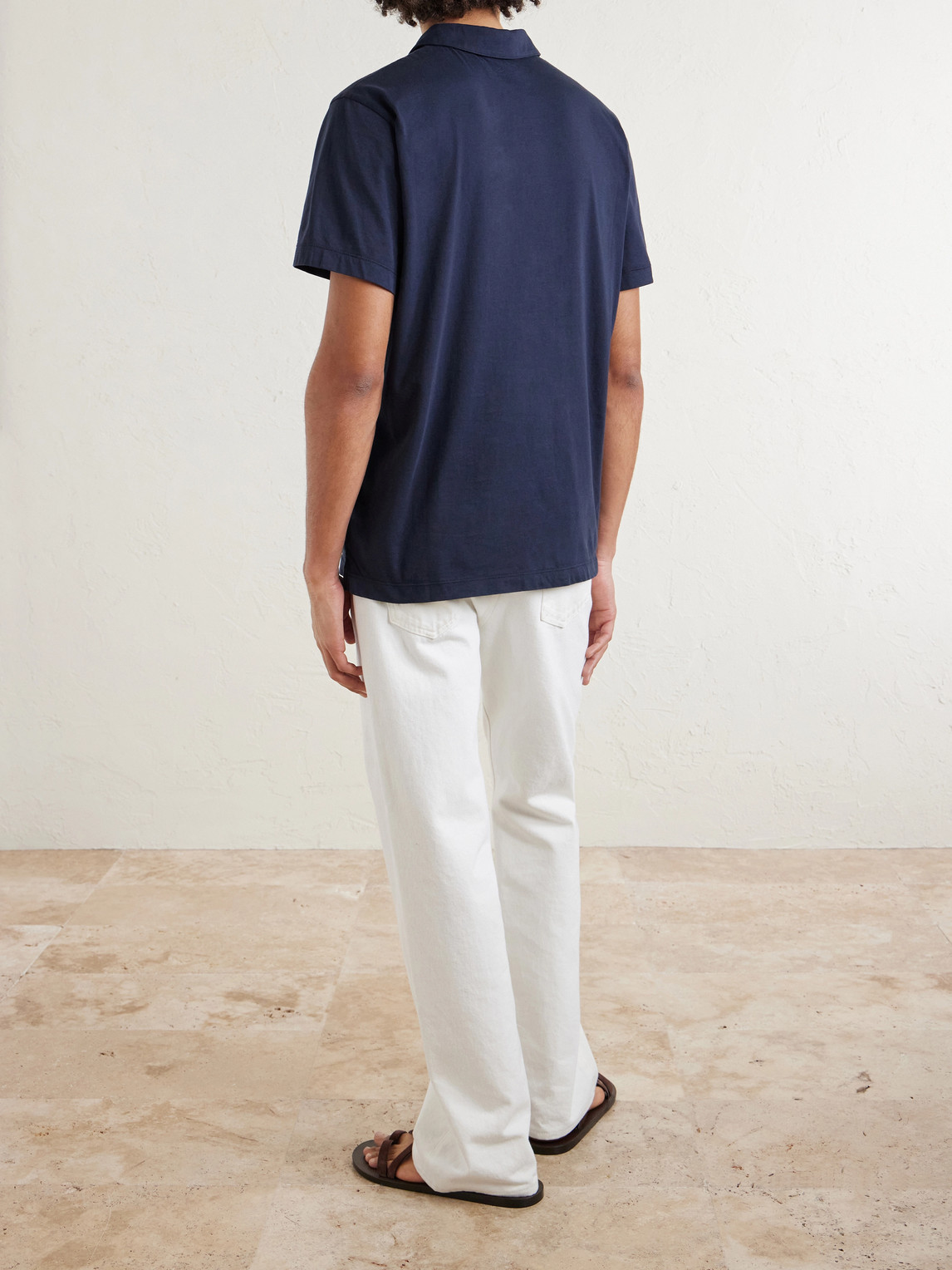 Luxe Lotus Cotton-Jersey Polo Shirt