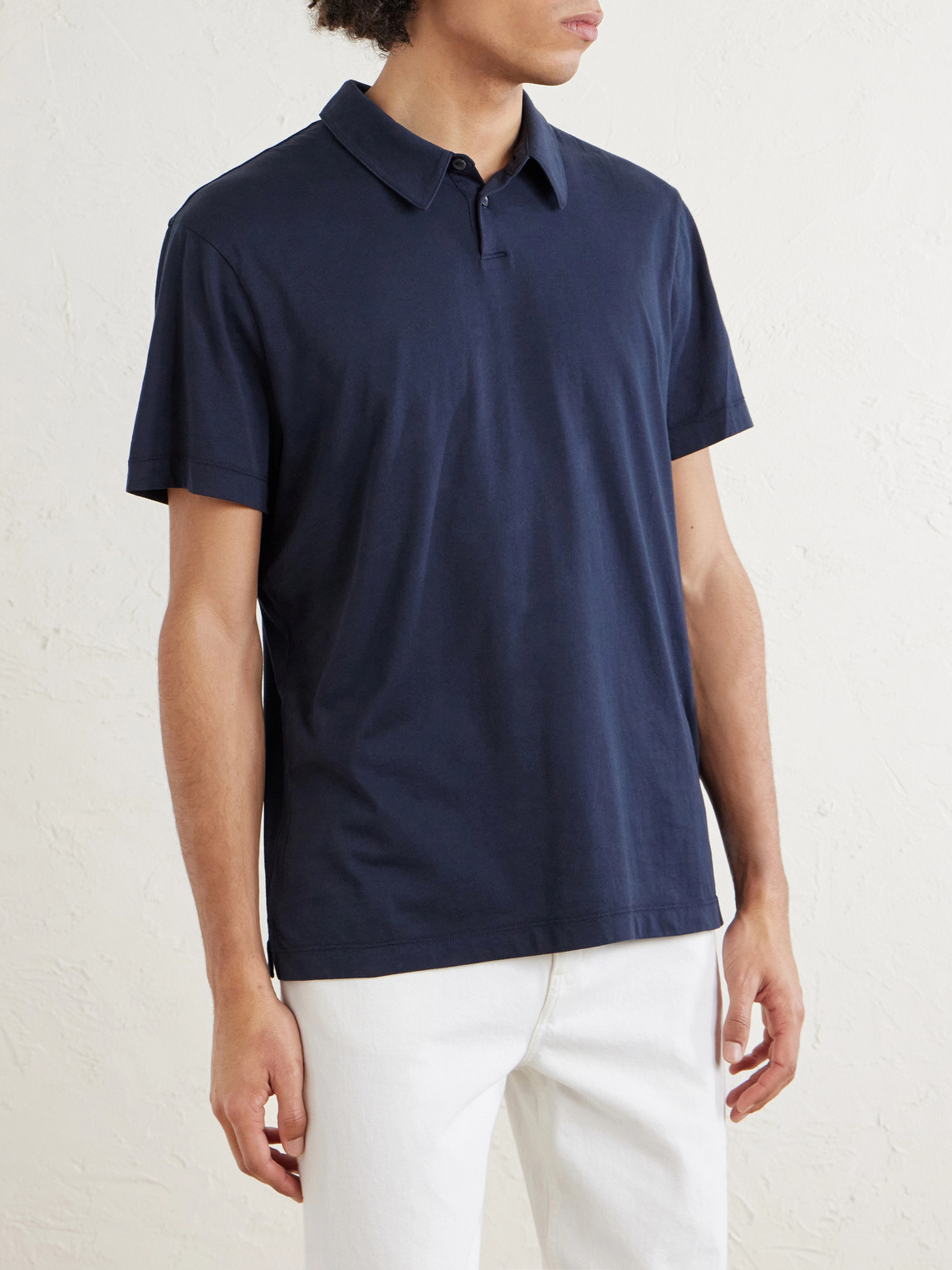 Luxe Lotus Cotton-Jersey Polo Shirt