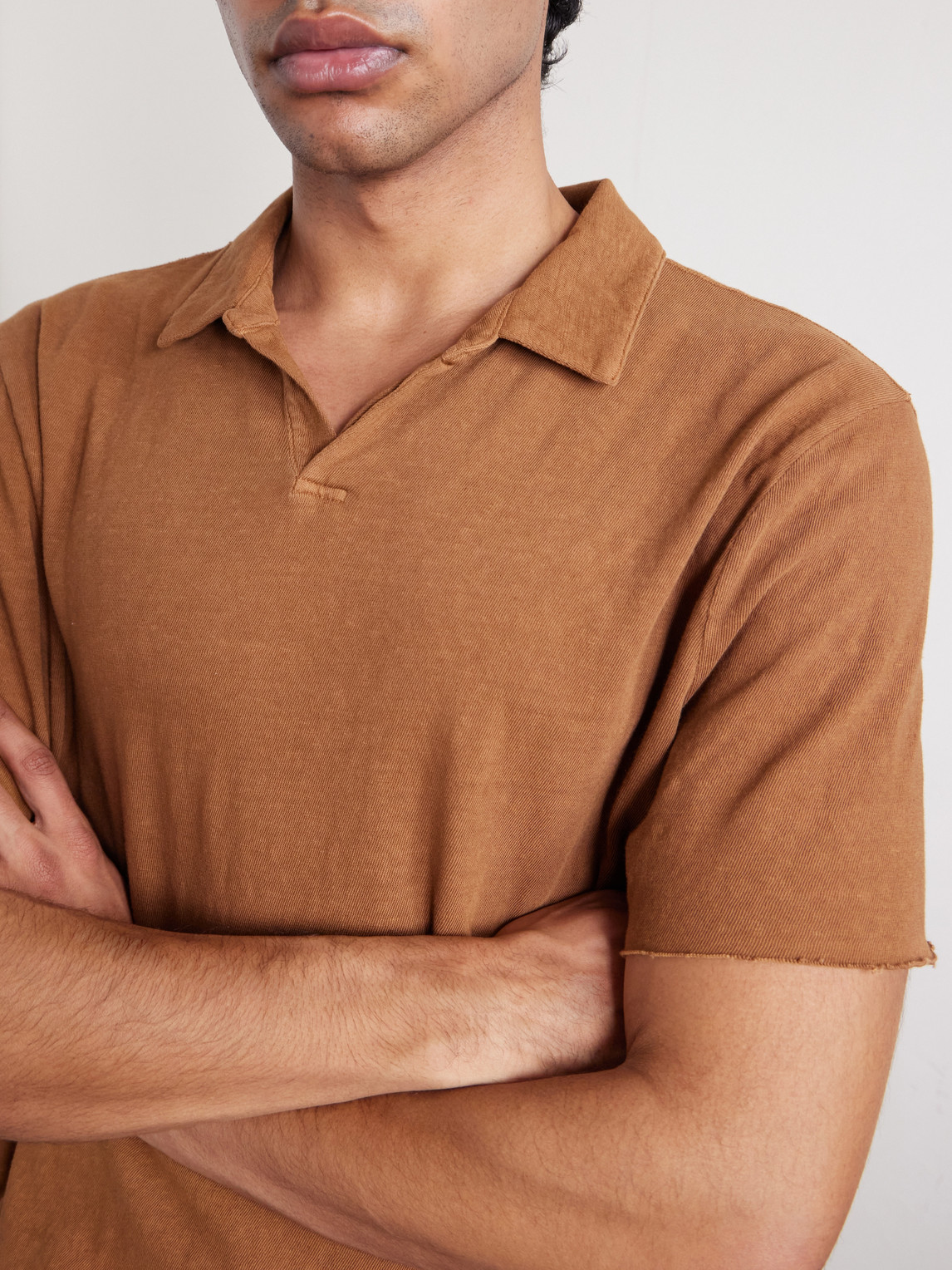 Open-Collar Slub Cotton-Jersey Polo Shirt