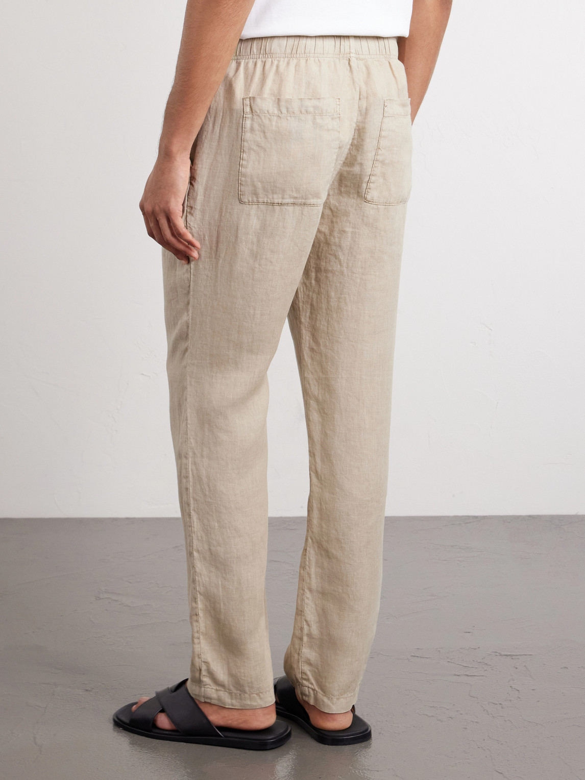 Straight-Leg Garment-Dyed Linen Drawstring Trousers