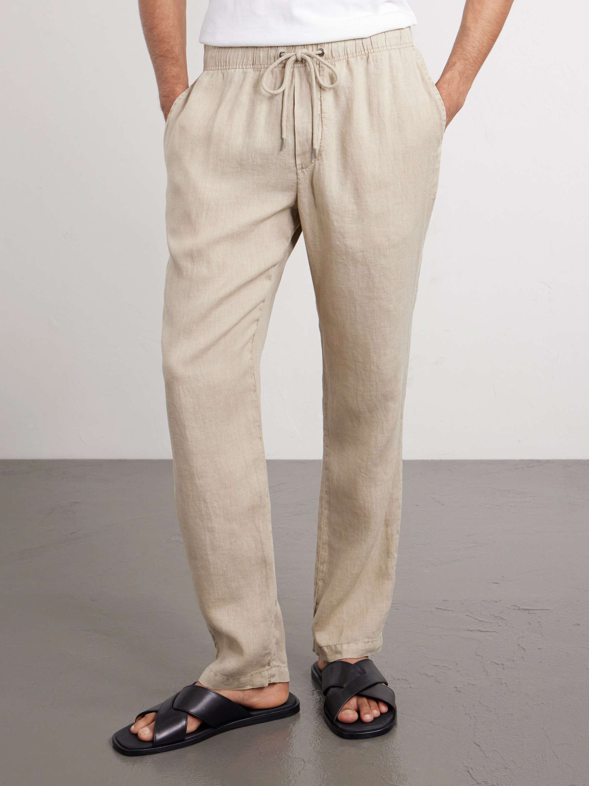 JAMES PERSE Pantaloni a gamba dritta in lino tinti in capo