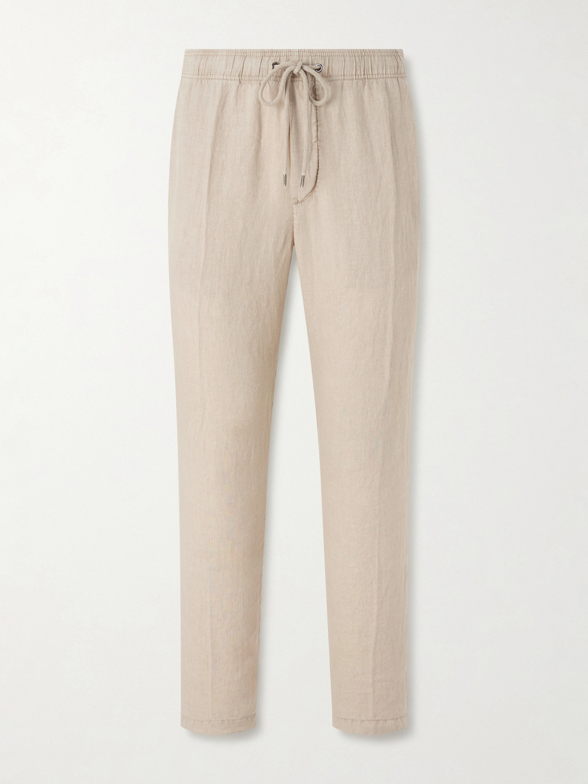James Perse Straight-leg Garment-dyed Linen Drawstring Trousers In Neutral