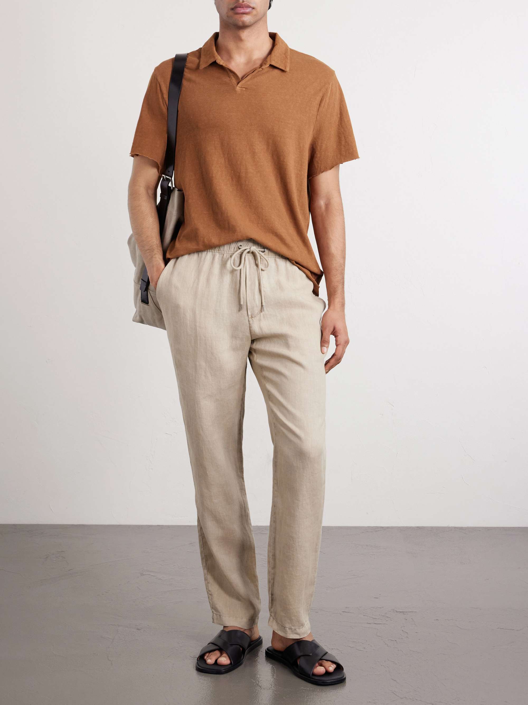 JAMES PERSE Pantaloni a gamba dritta in lino tinti in capo