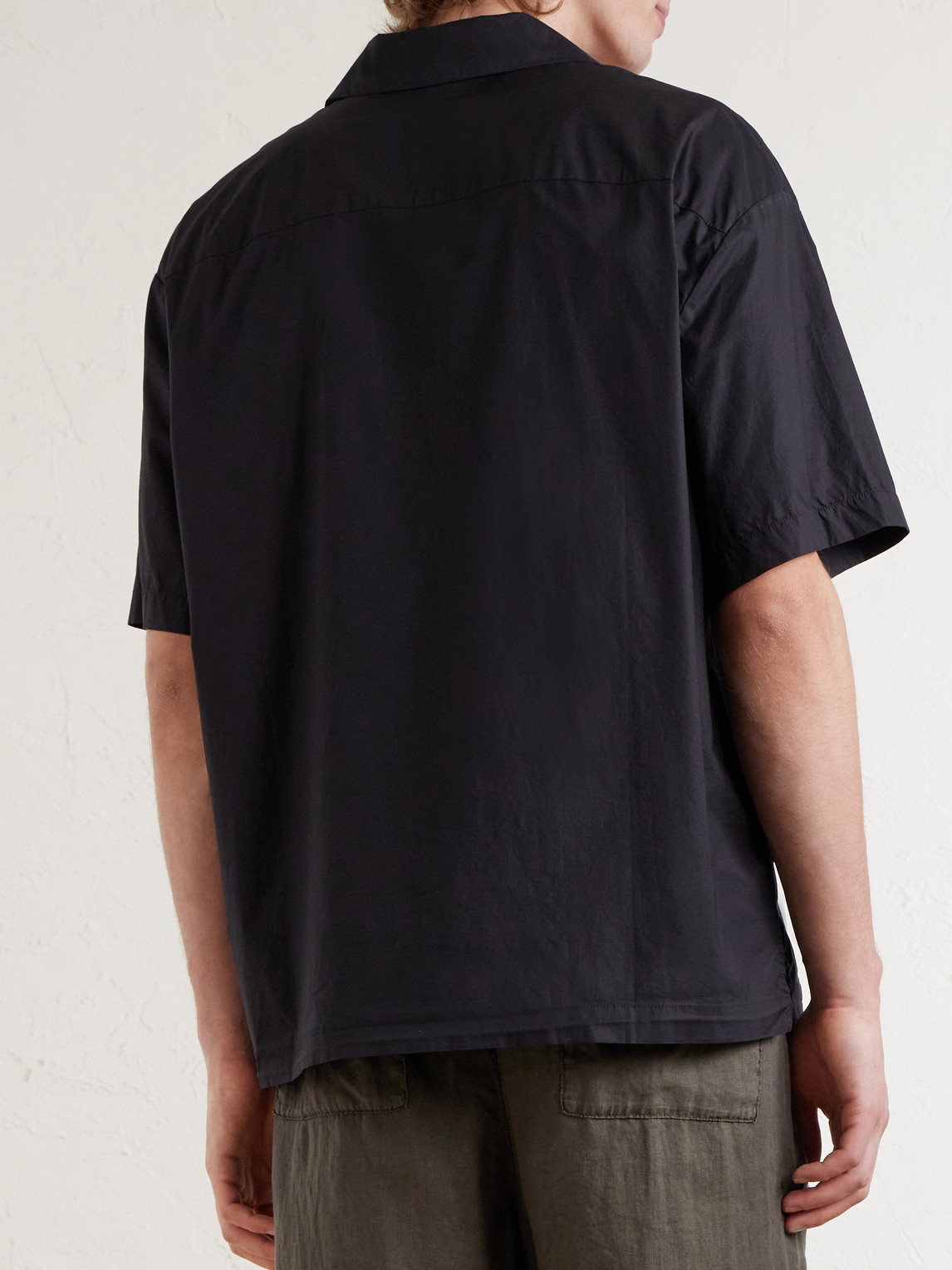 Convertible-Collar Cotton-Blend Poplin Shirt