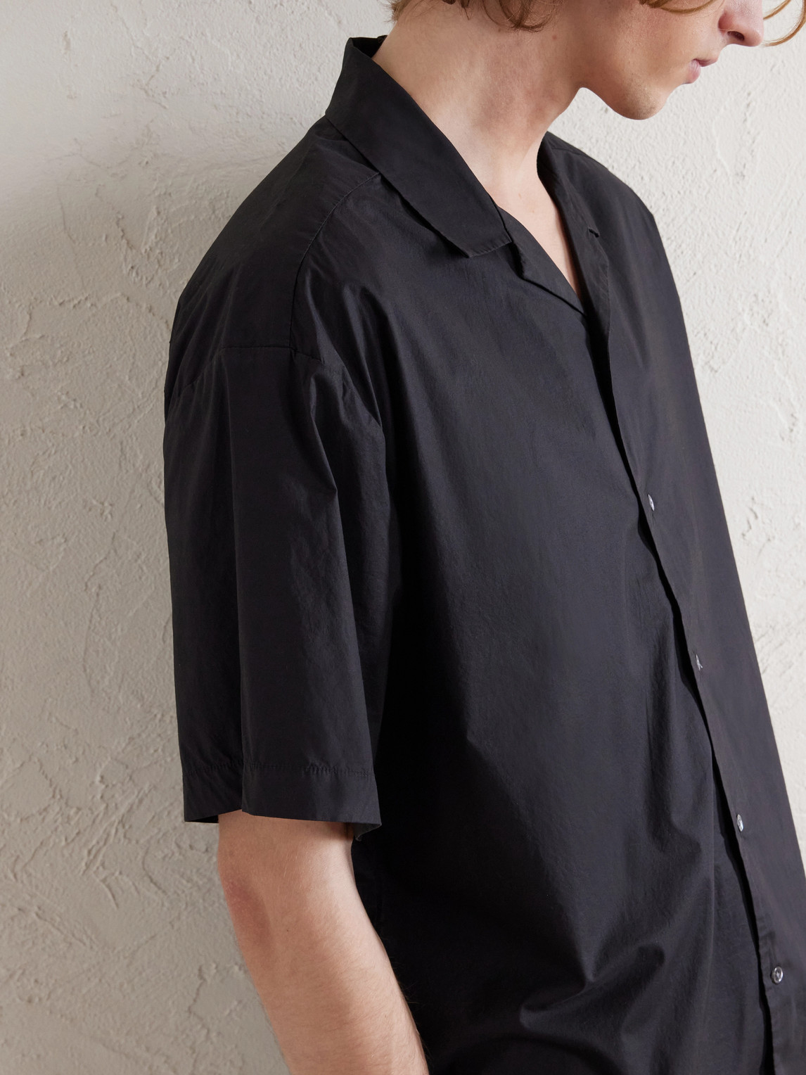 Convertible-Collar Cotton-Blend Poplin Shirt