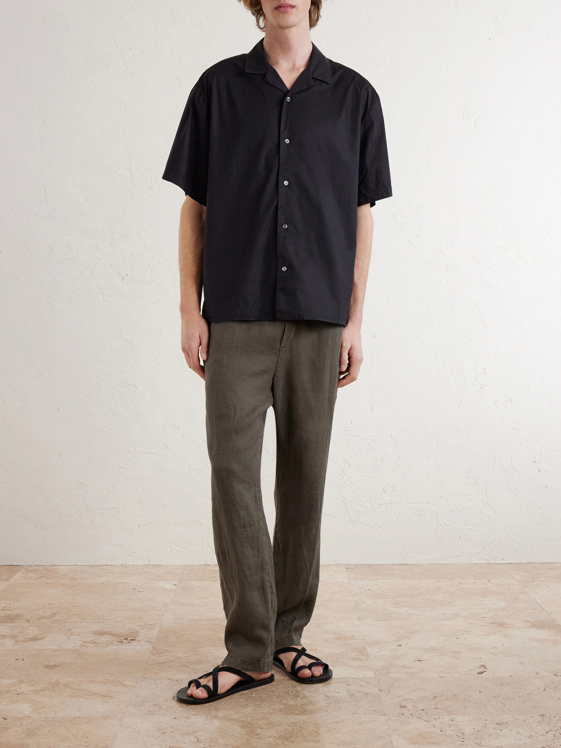 Convertible-Collar Cotton-Blend Poplin Shirt