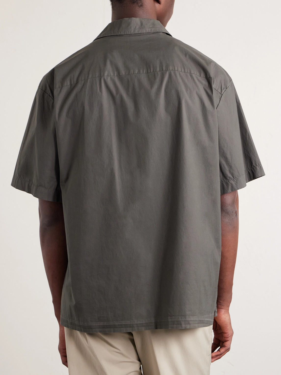 Camp-Collar Cotton-Blend Poplin Shirt