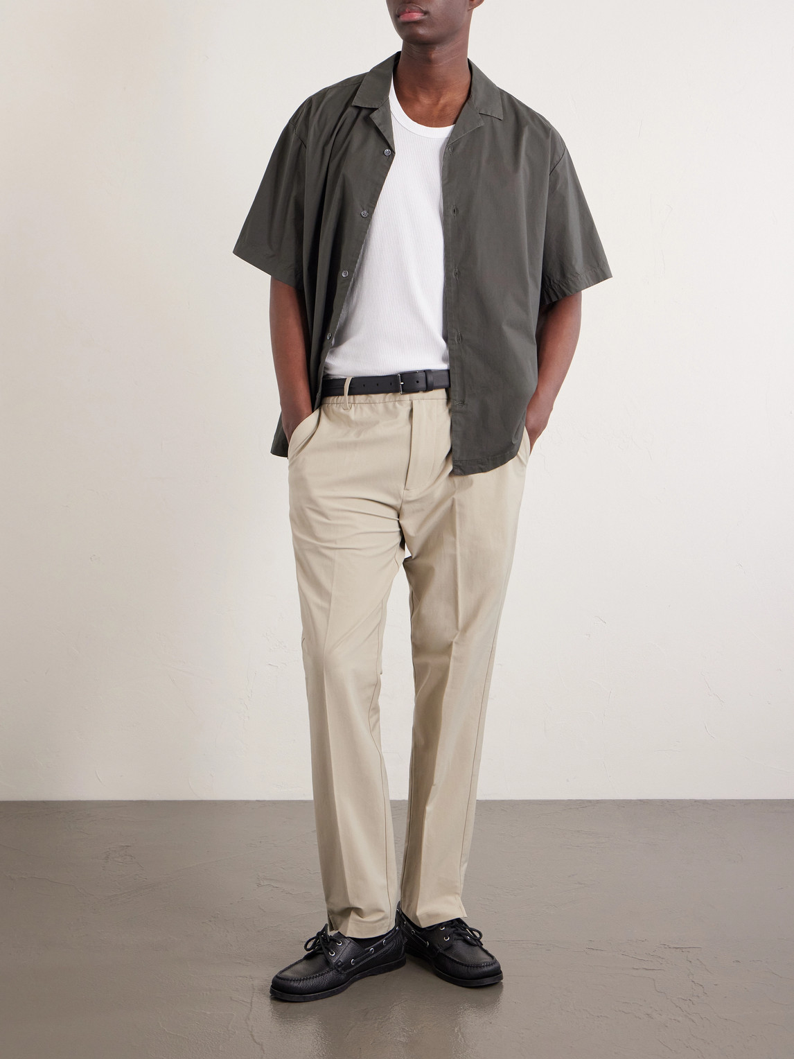 Camp-Collar Cotton-Blend Poplin Shirt