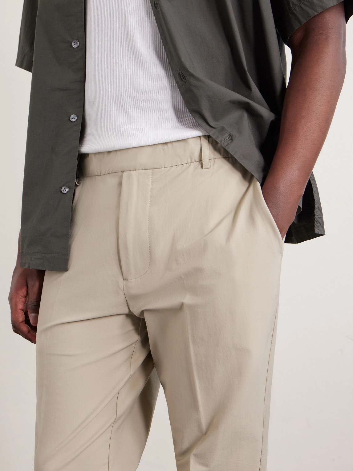 Stretch Cotton-Blend Trousers Slim-Fit