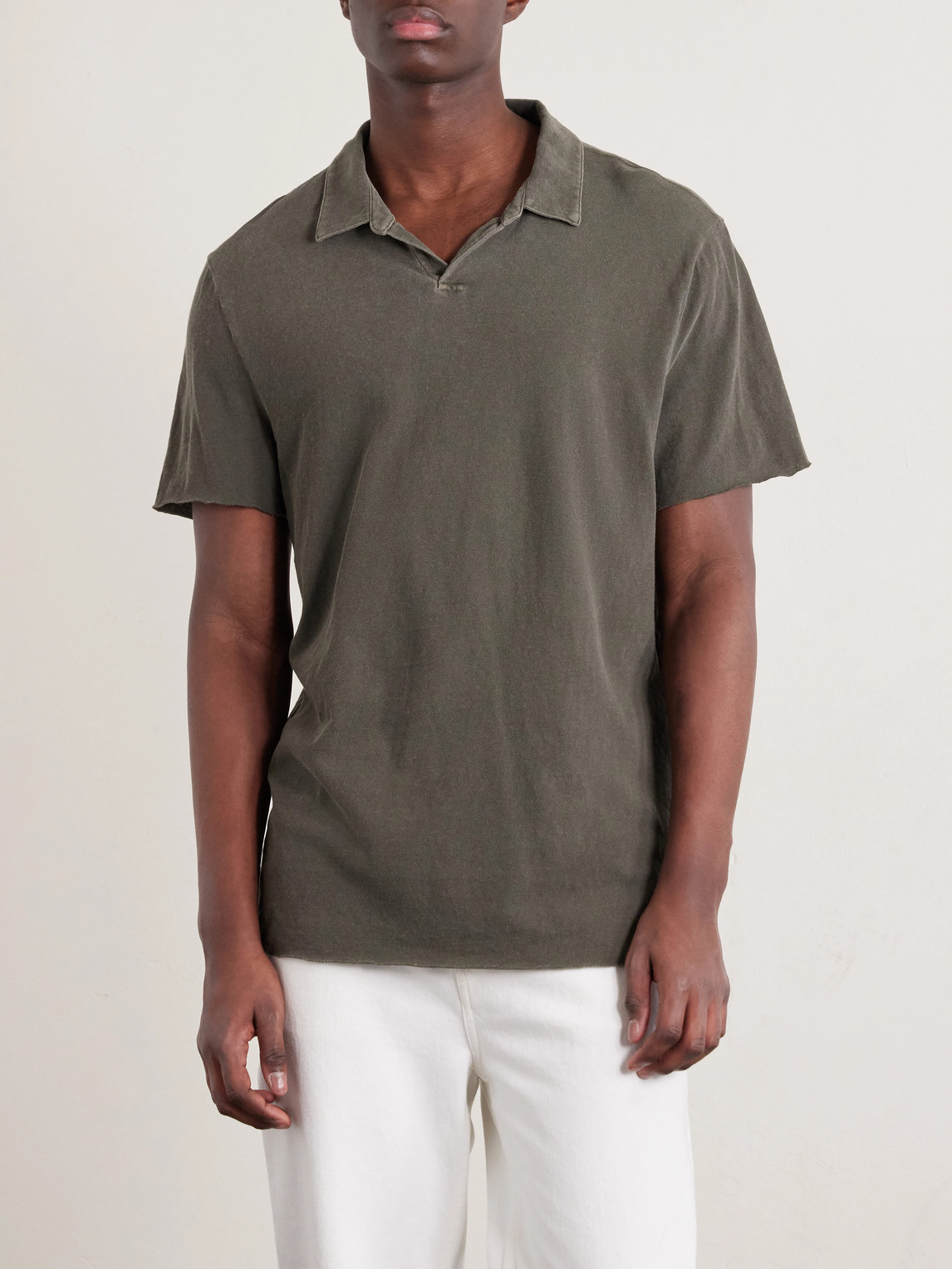 Open-Collar Cotton-Jersey Polo Shirt