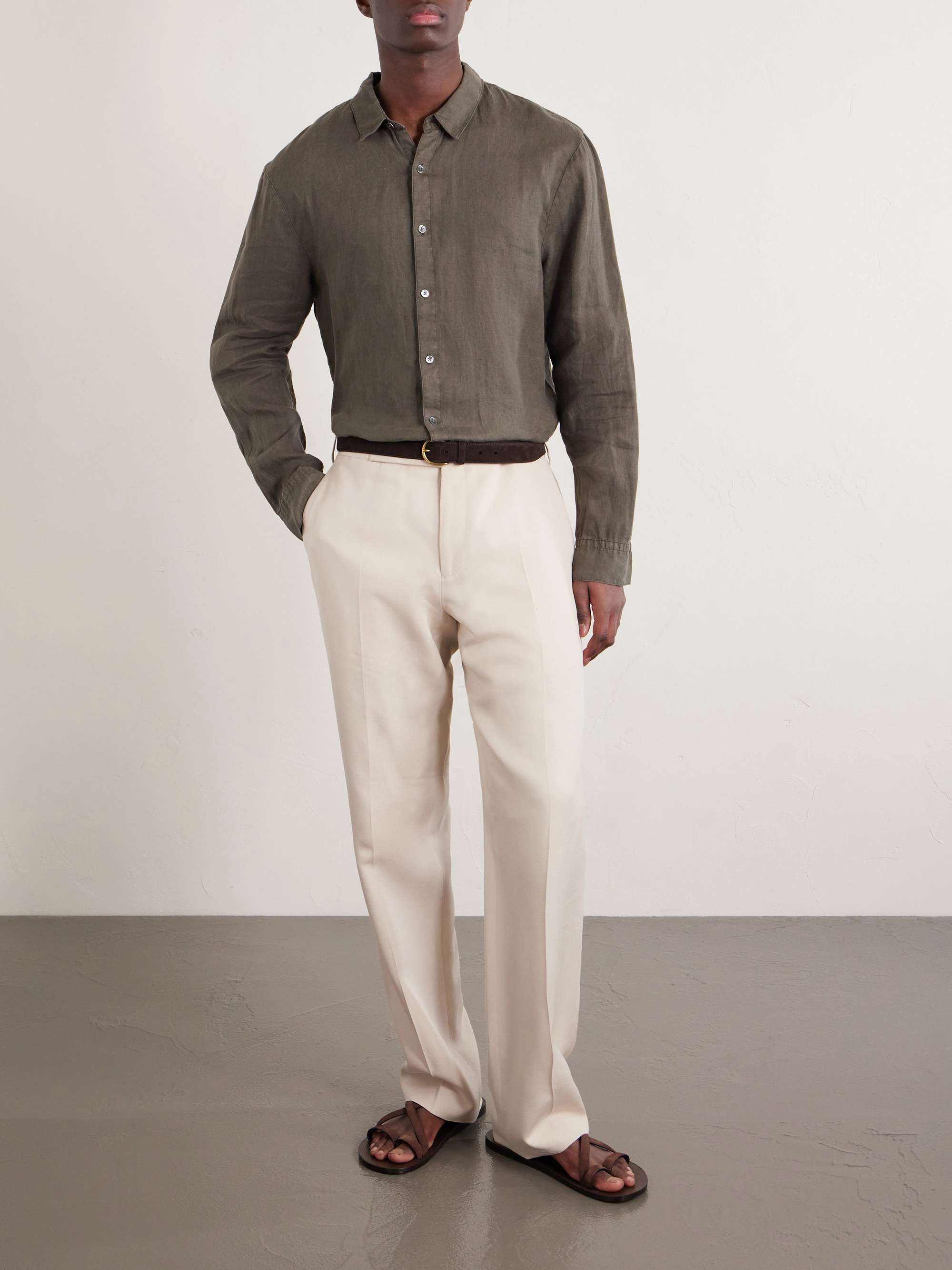 JAMES PERSE Garment-Dyed Linen Shirt