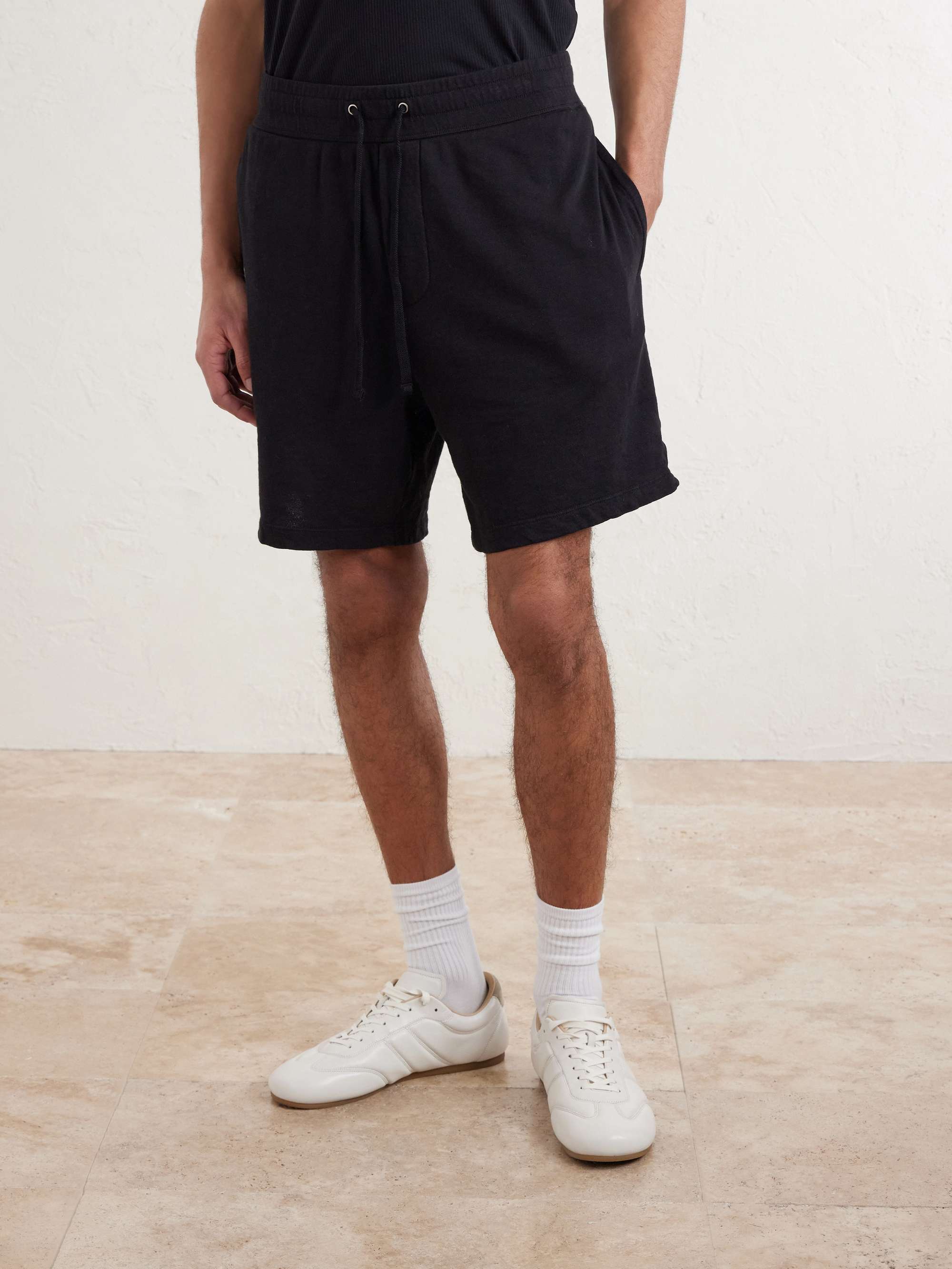 JAMES PERSE Mélange Loopback Cotton-Jersey Drawstring Shorts
