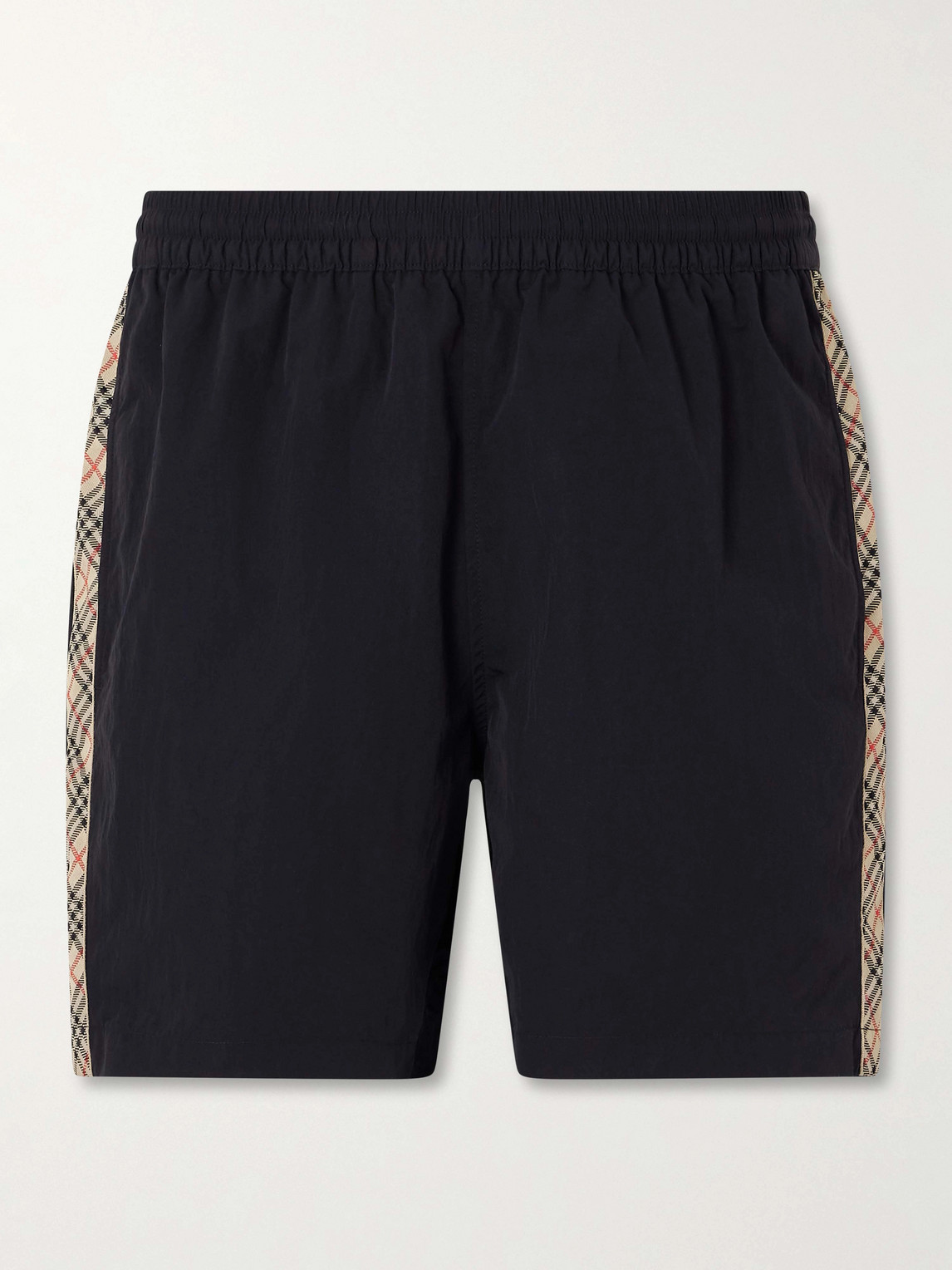 Burberry Straight-leg Striped Jacquard-trimmed Shell Shorts In Black