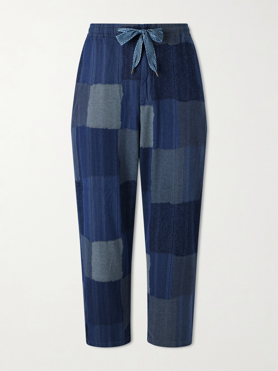 Kapital Tugihagi Straight-leg Patchwork Cotton Drawstring Trousers In Blue