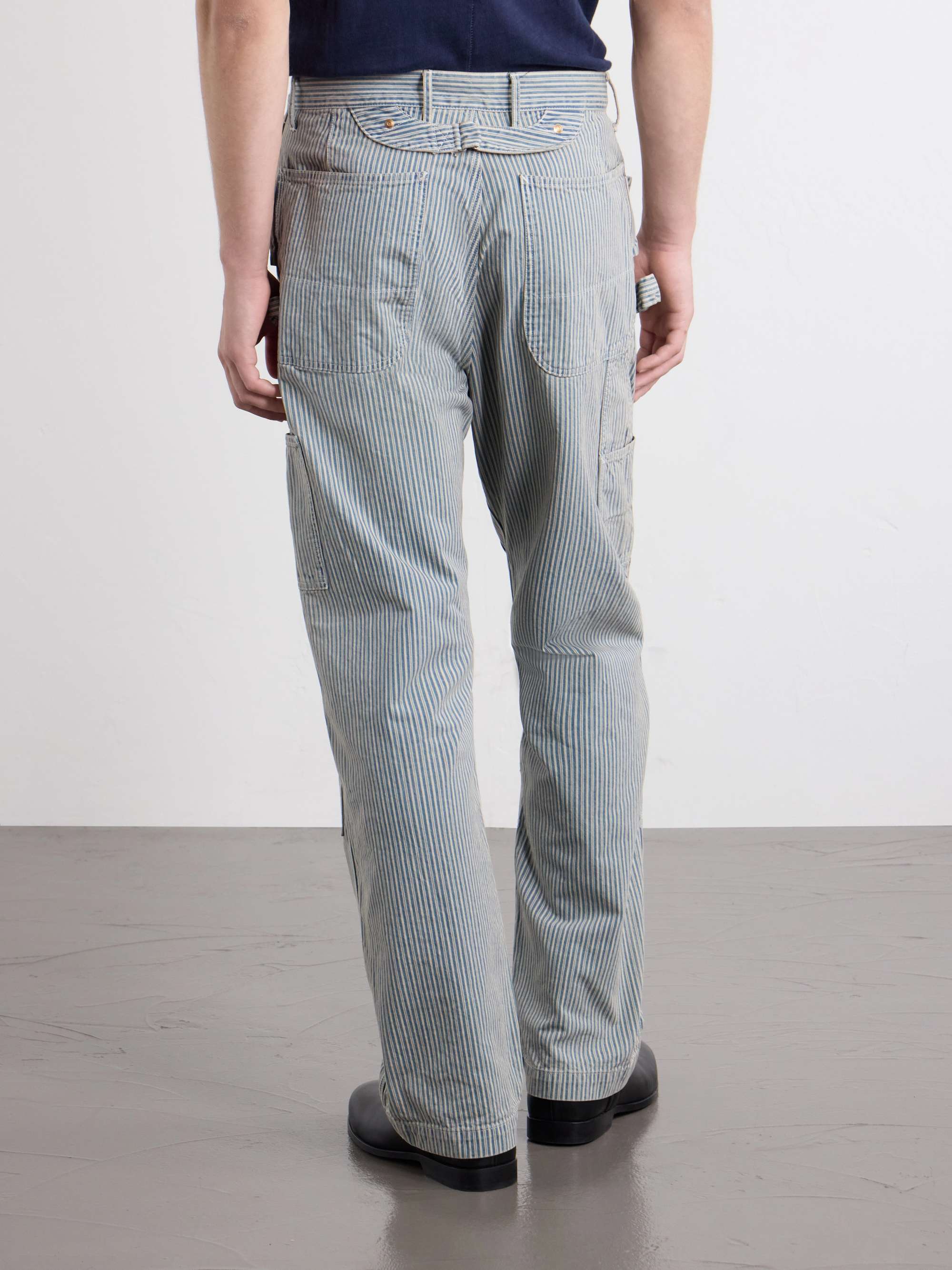 KAPITAL Liberty Hickoree Lumber Straight-Leg Striped Cotton-Canvas