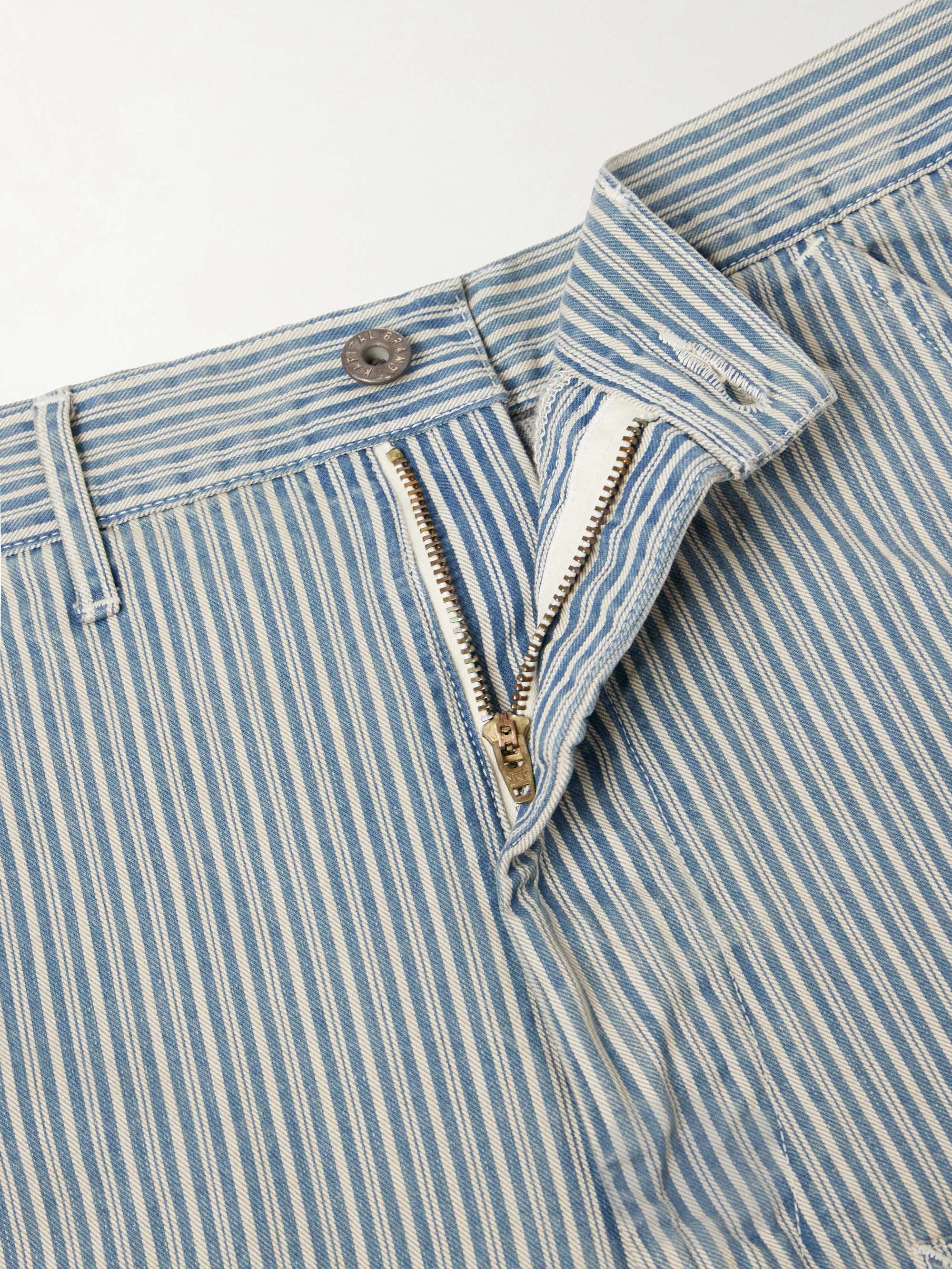 KAPITAL Liberty Hickoree Lumber Straight-Leg Striped Cotton-Canvas