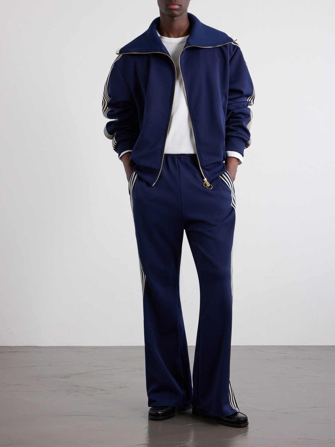 Straight-Leg Striped Jersey Sweatpants
