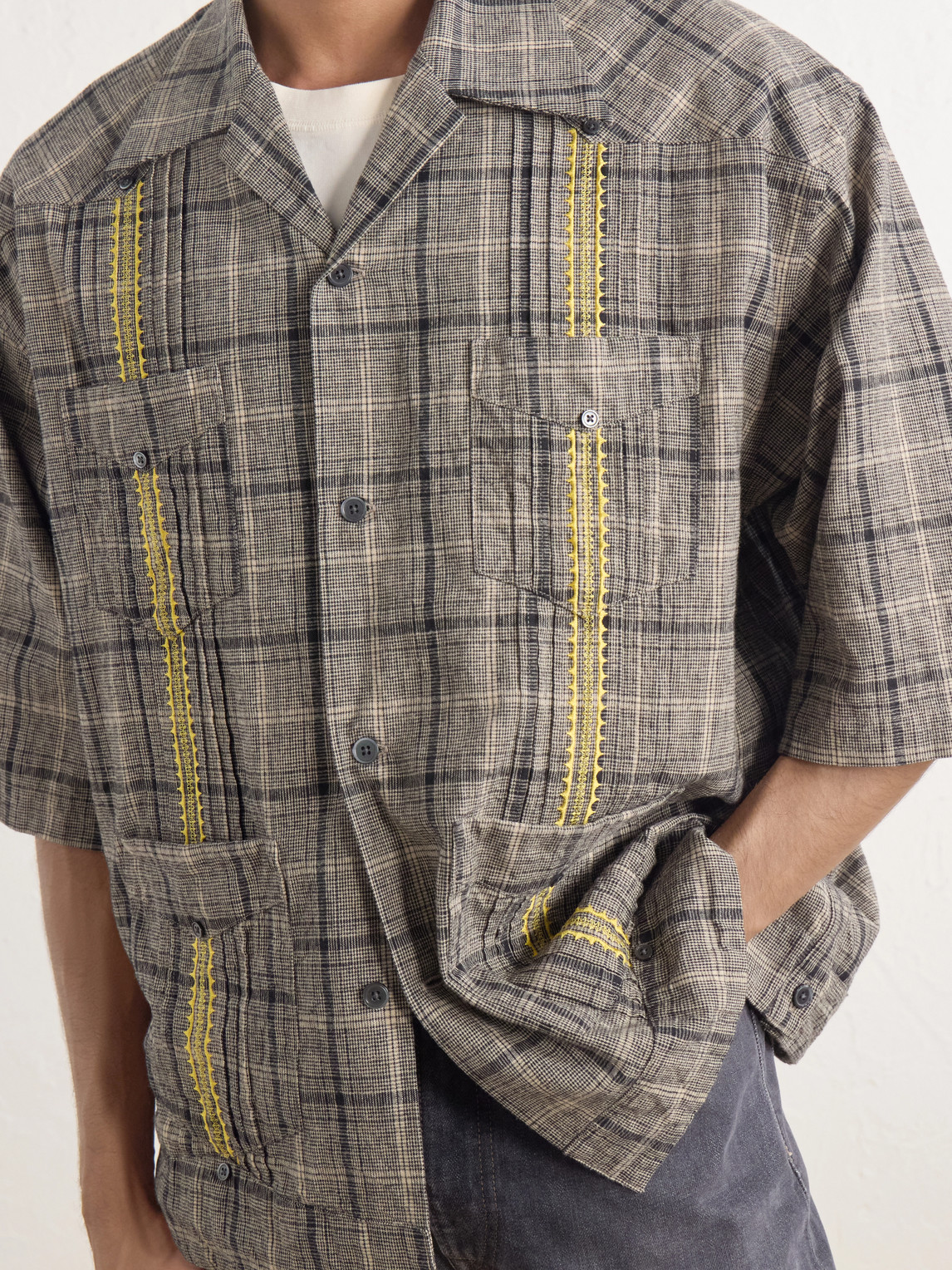 Glen Embroidered Checked Linen