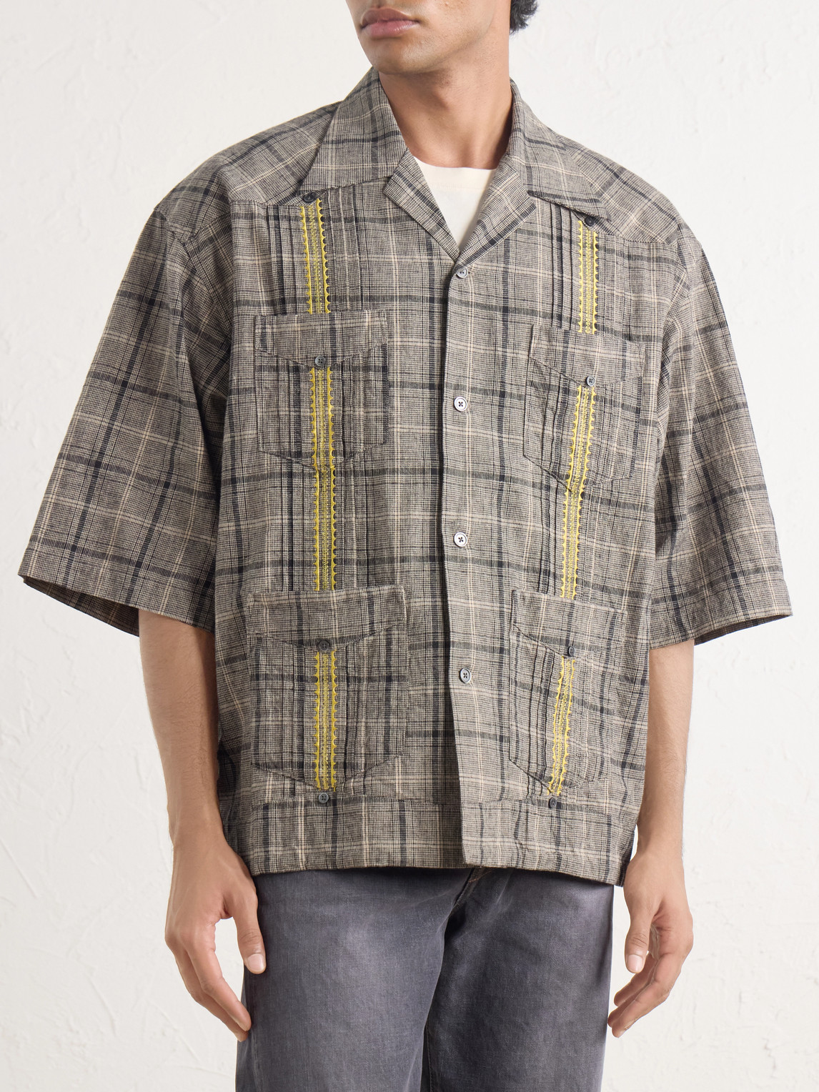 Glen Embroidered Checked Linen