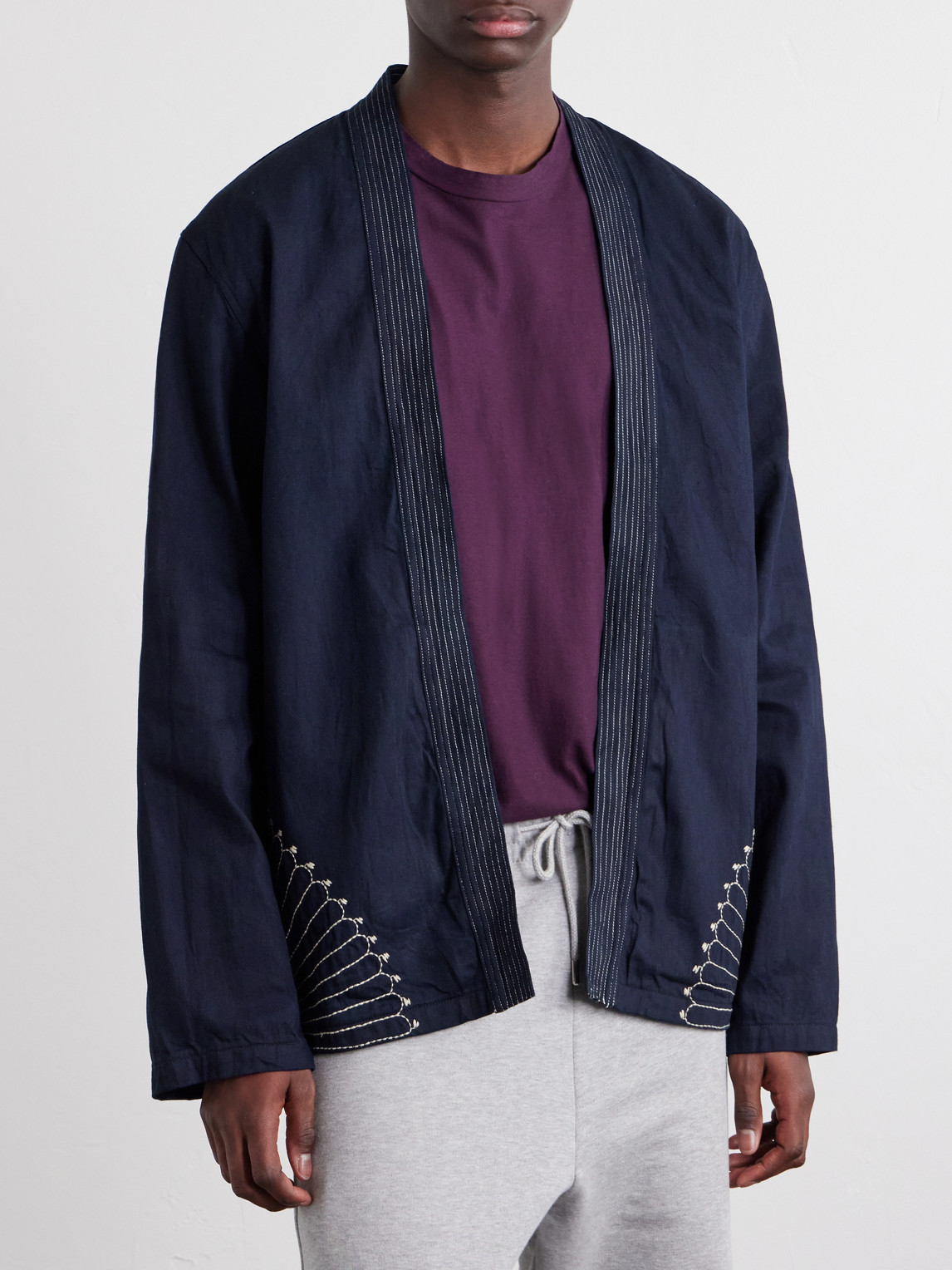  Kapital - Kakashi Embroidered Cotton-twill Overshirt - Men - Blue - 2 