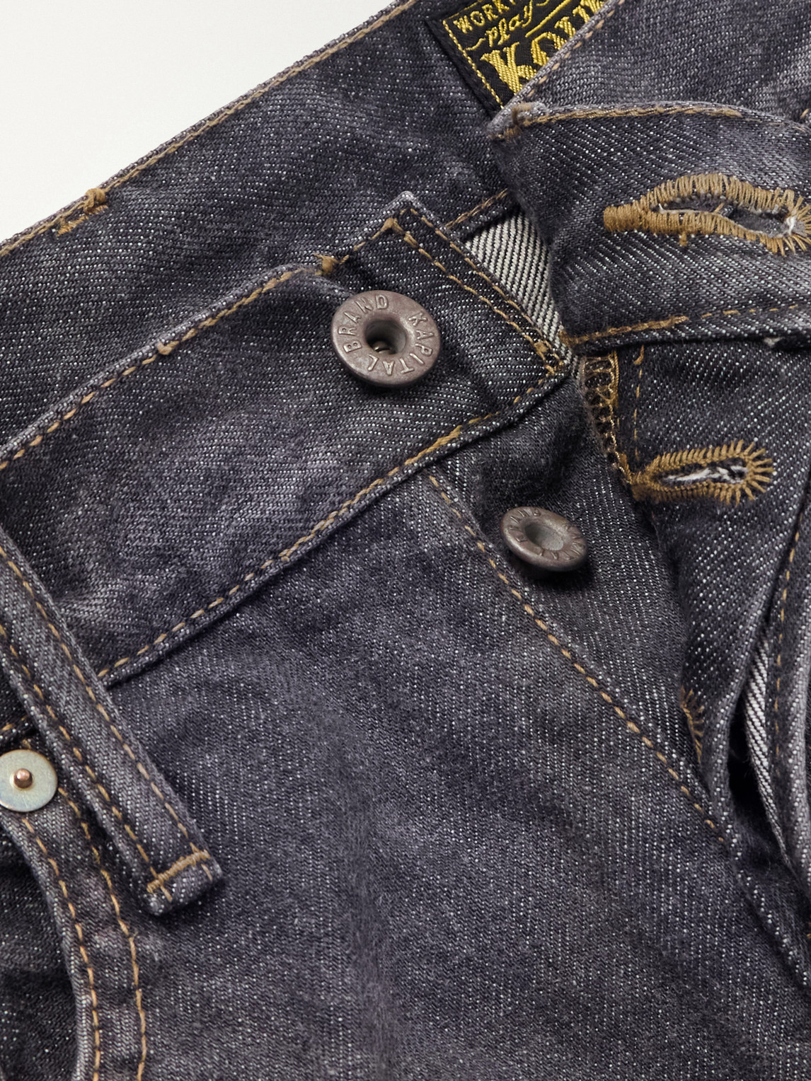 Monkey Cisco Straight-Leg Leather-Trimmed Embellished Jeans