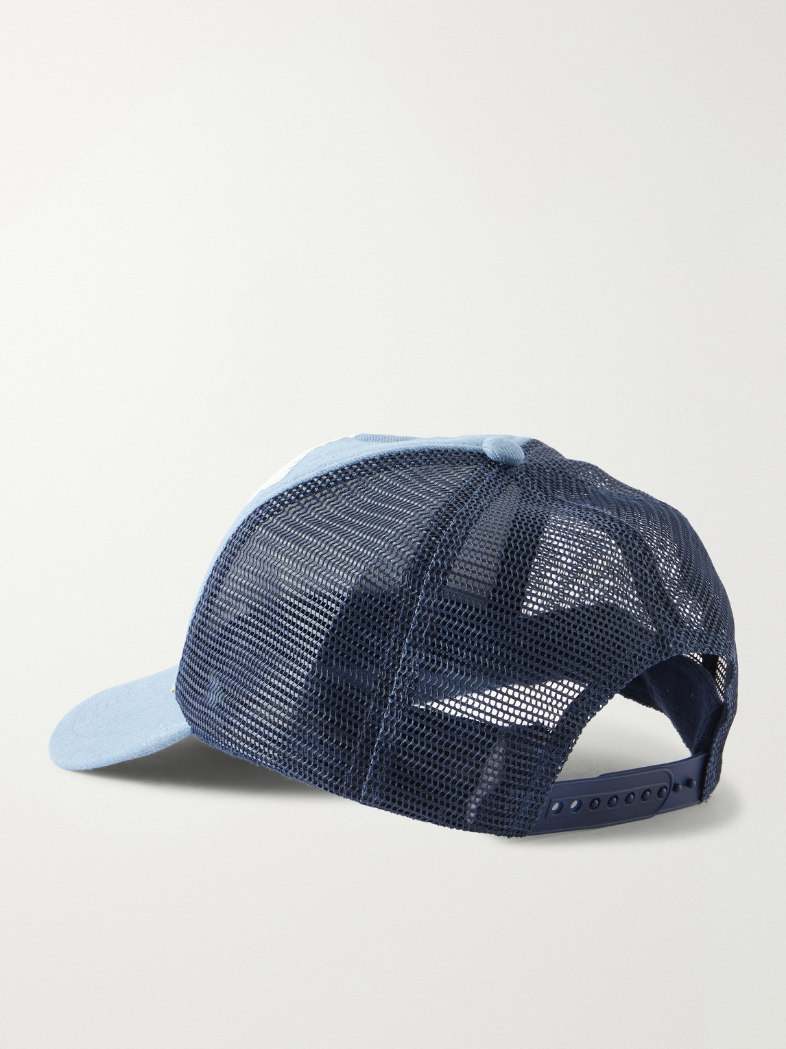  Kapital - Denim Repair Service Fleece-trimmed Printed Scuba Trucker Cap - Men - Blue 
