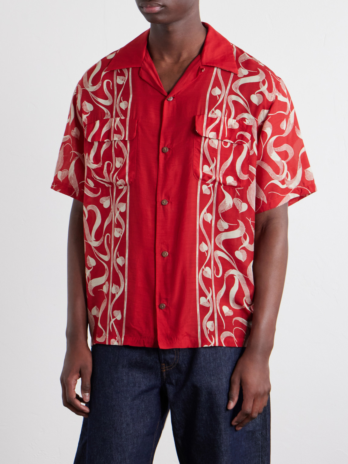 Kapital - Camp-collar Printed Woven Shirt - Men - Red - 2 