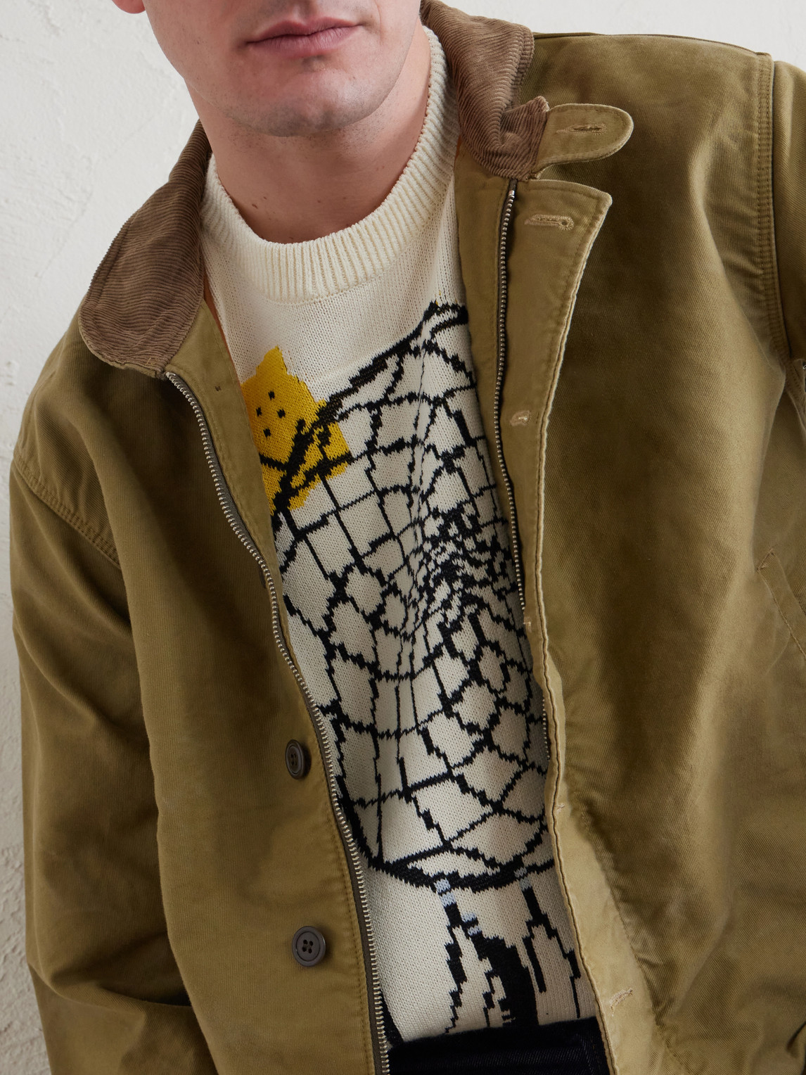 Peckish Dream Catcher Intarsia Cotton-Blend Sweater