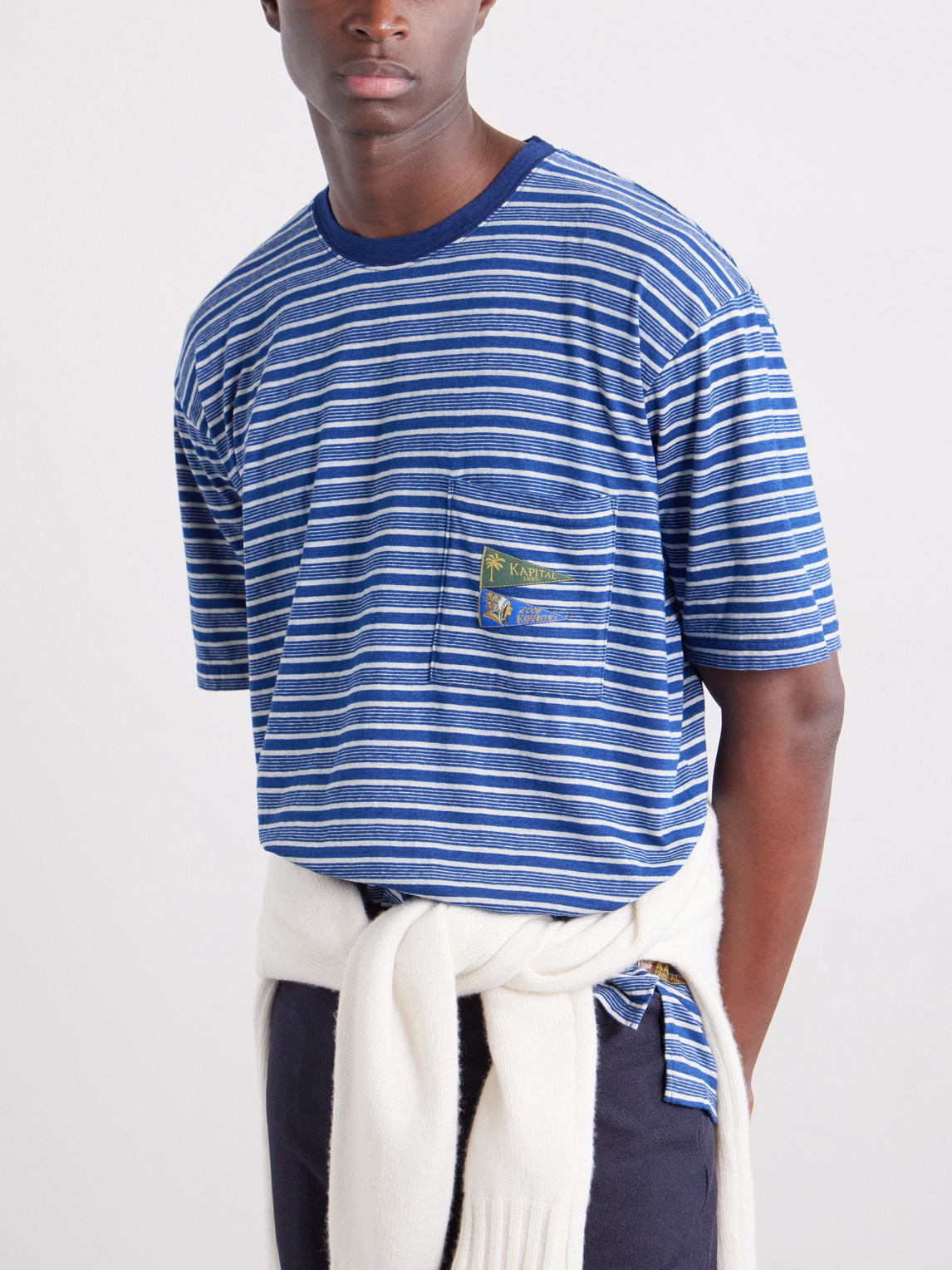 Logo-Appliquéd Striped Cotton-Jersey T-Shirt