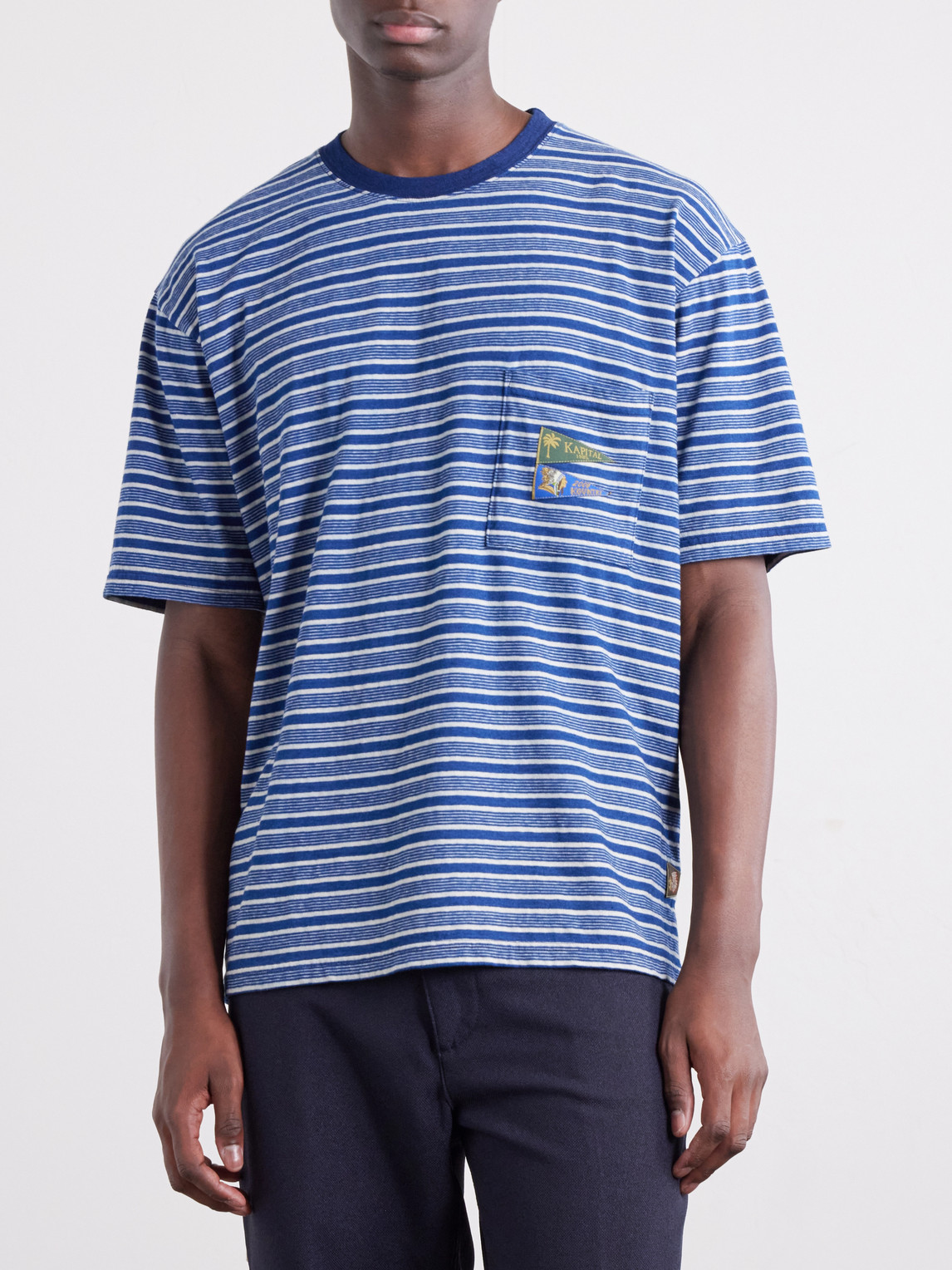 Logo-Appliquéd Striped Cotton-Jersey T-Shirt