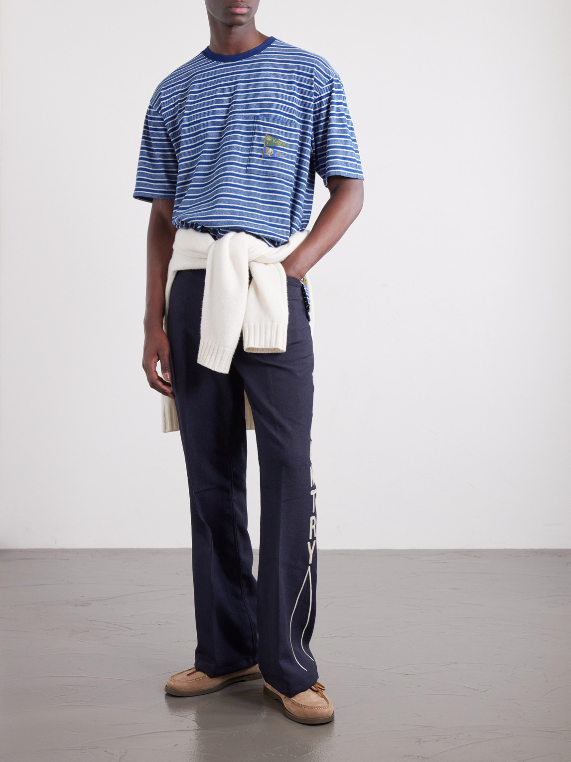 Logo-Appliquéd Striped Cotton-Jersey T-Shirt