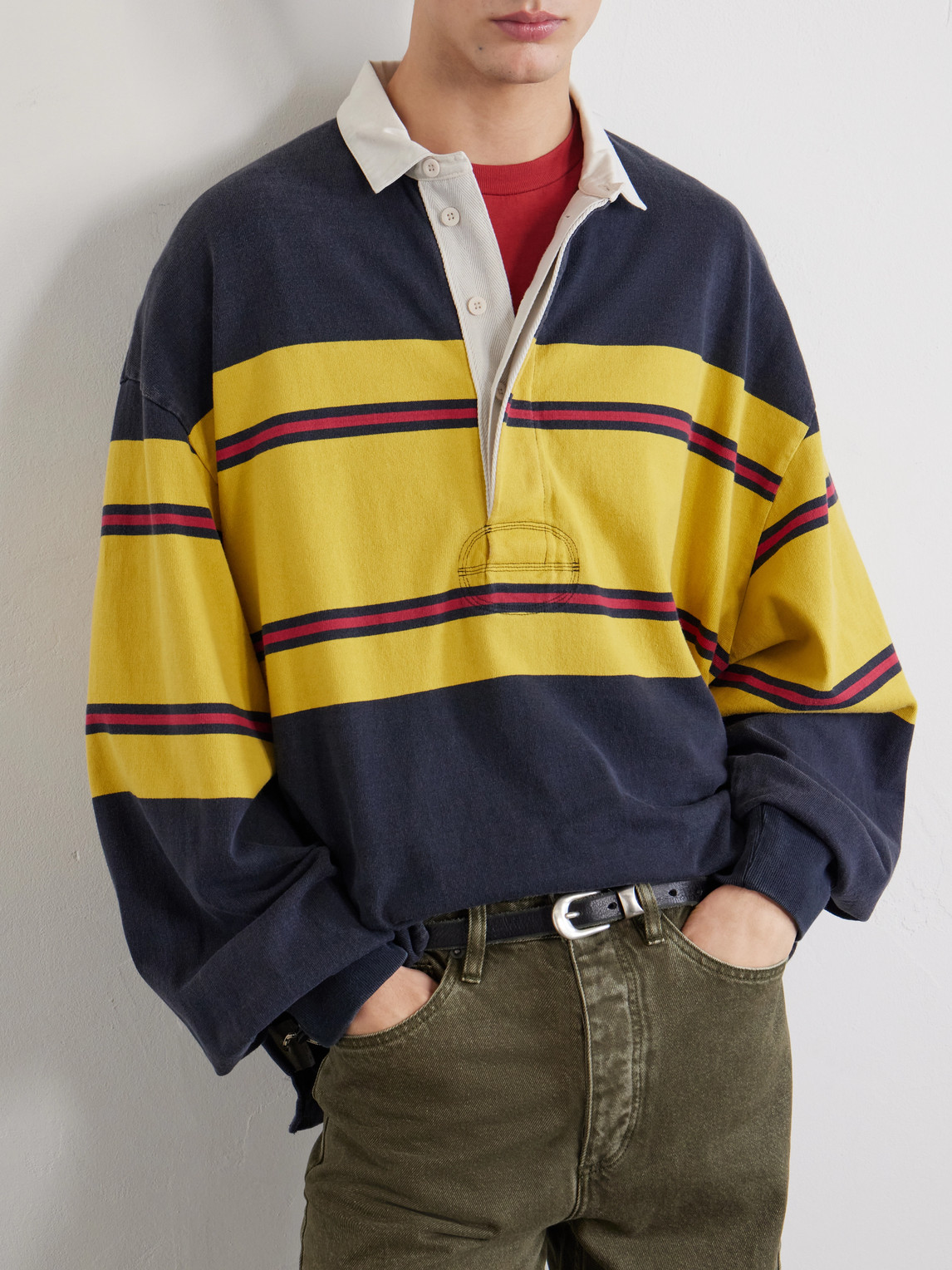 Big Striped Cotton-Jersey Polo Shirt