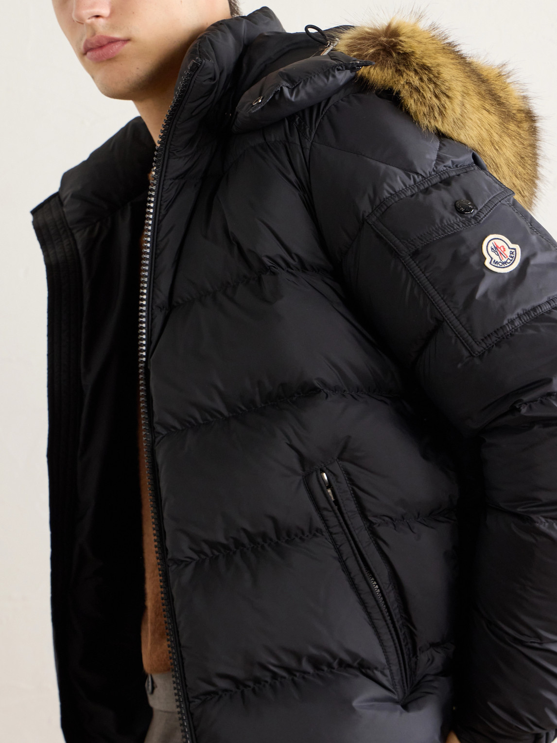 Mayaf Hooded Plush-Trimmed Quilted Shell Down Jacket